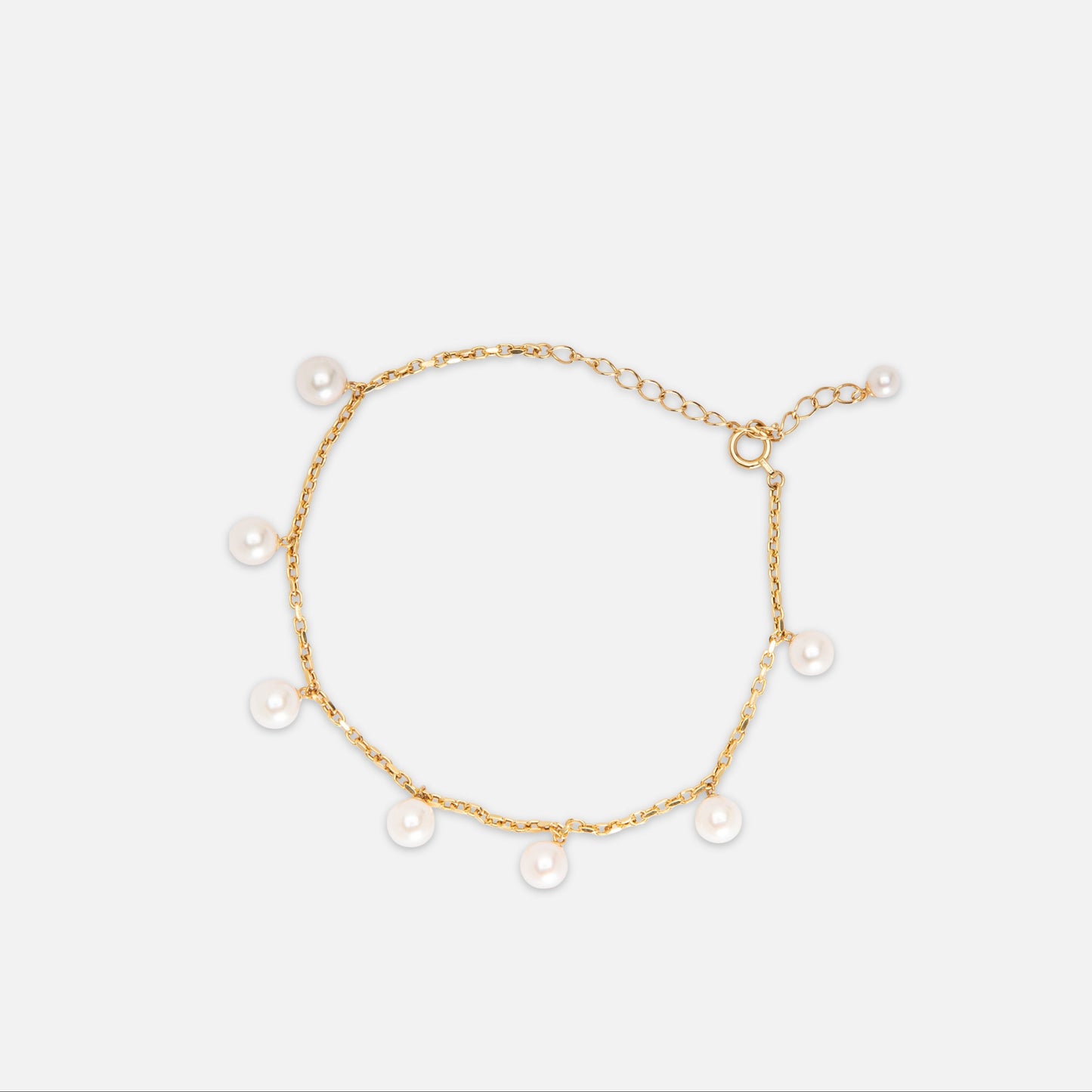 18K Yellow Gold Japanese Akoya Pearl Charm Bracelet – Adjustable Length with Certified Authenticity