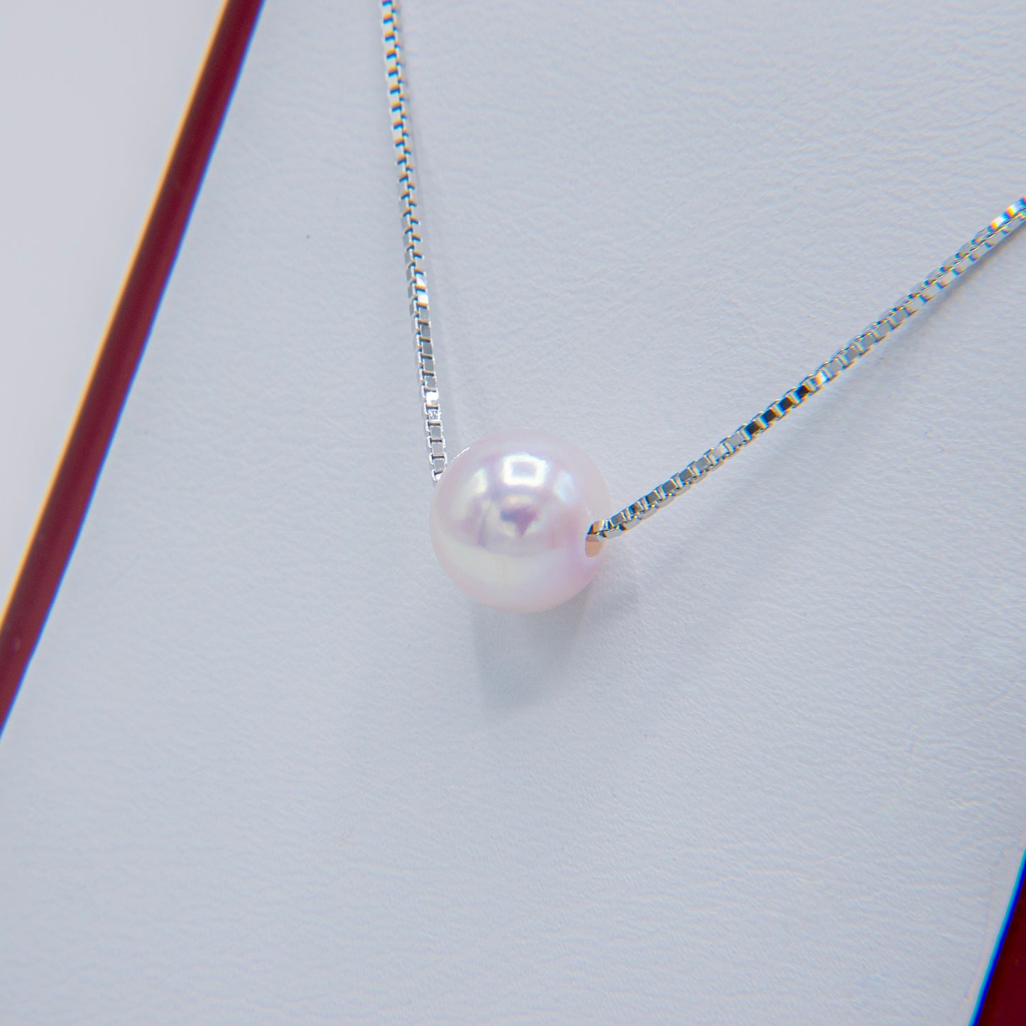 Single Akoya Pearl Pendant Necklace - 7.5-8.0mm White Pearl, AA+ Quality, Adjustable Sterling Silver Chain, Made in Japan