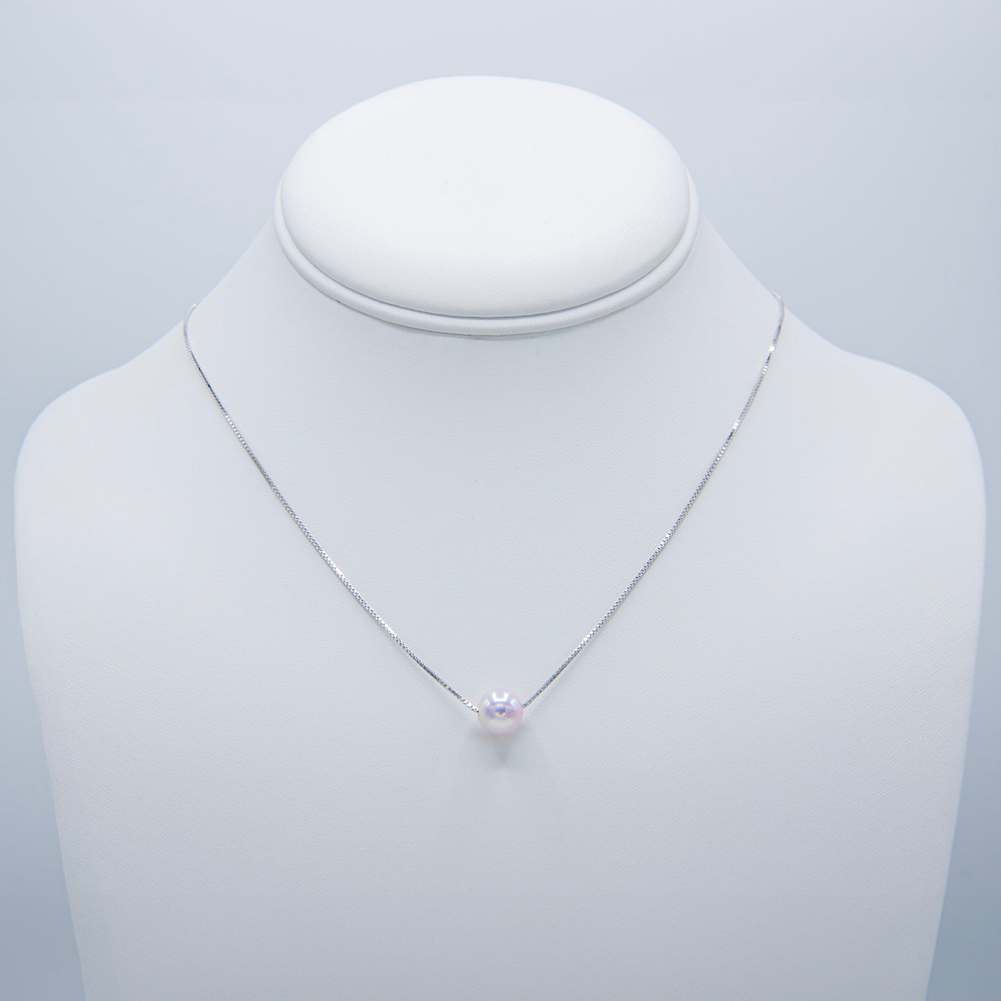 Single Akoya Pearl Pendant Necklace - 7.5-8.0mm White Pearl, AA+ Quality, Adjustable Sterling Silver Chain, Made in Japan