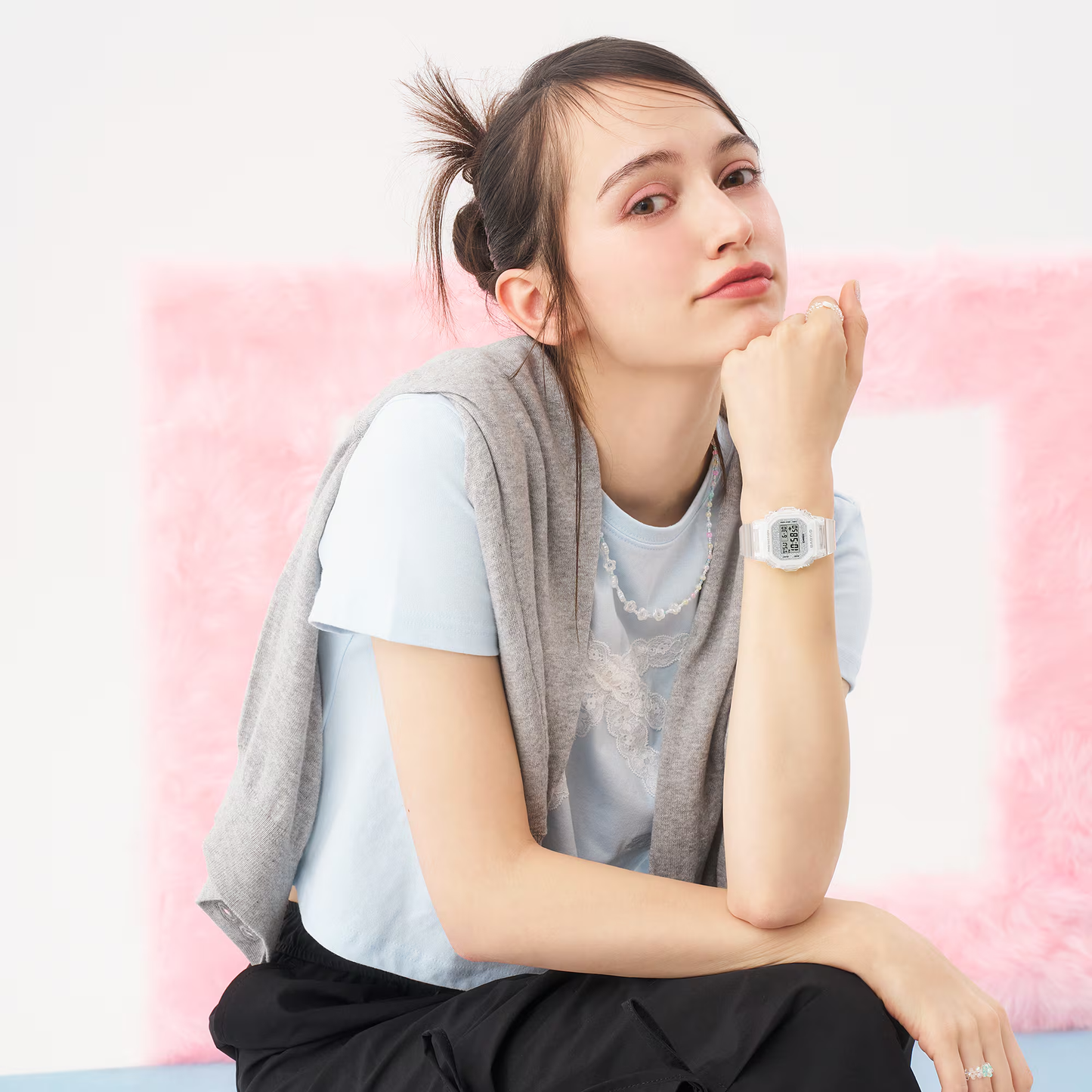 Casio BABY-G BGD-565 Series BGD565GC-7 – translucent resin design with glitter dial, compact and lightweight, shock-resistant, 100m water resistance, and Super Illuminator LED.