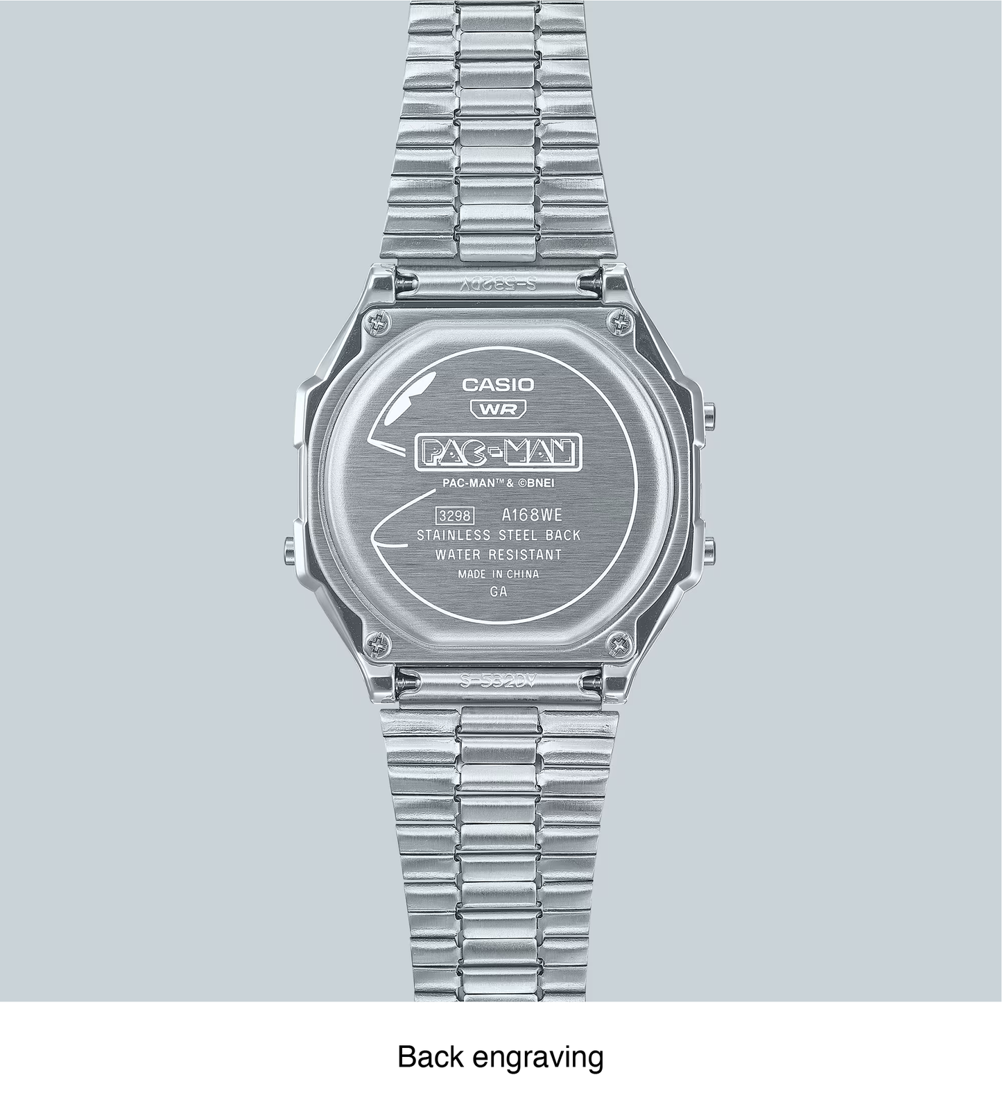 Casio Vintage PAC-MAN Collaboration A168WEPC-7A - 38.6mm Silver Stainless Steel Digital Watch, EL Backlight, PAC-MAN Graphics, Limited Edition