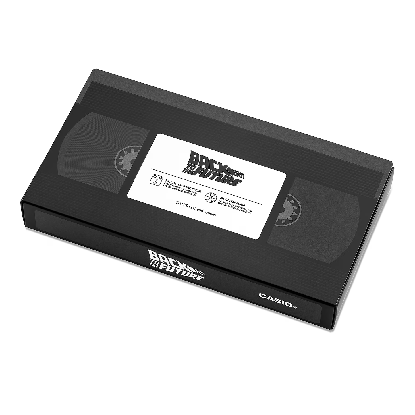 VHS tape with 'Back to the Future' branding on a white background