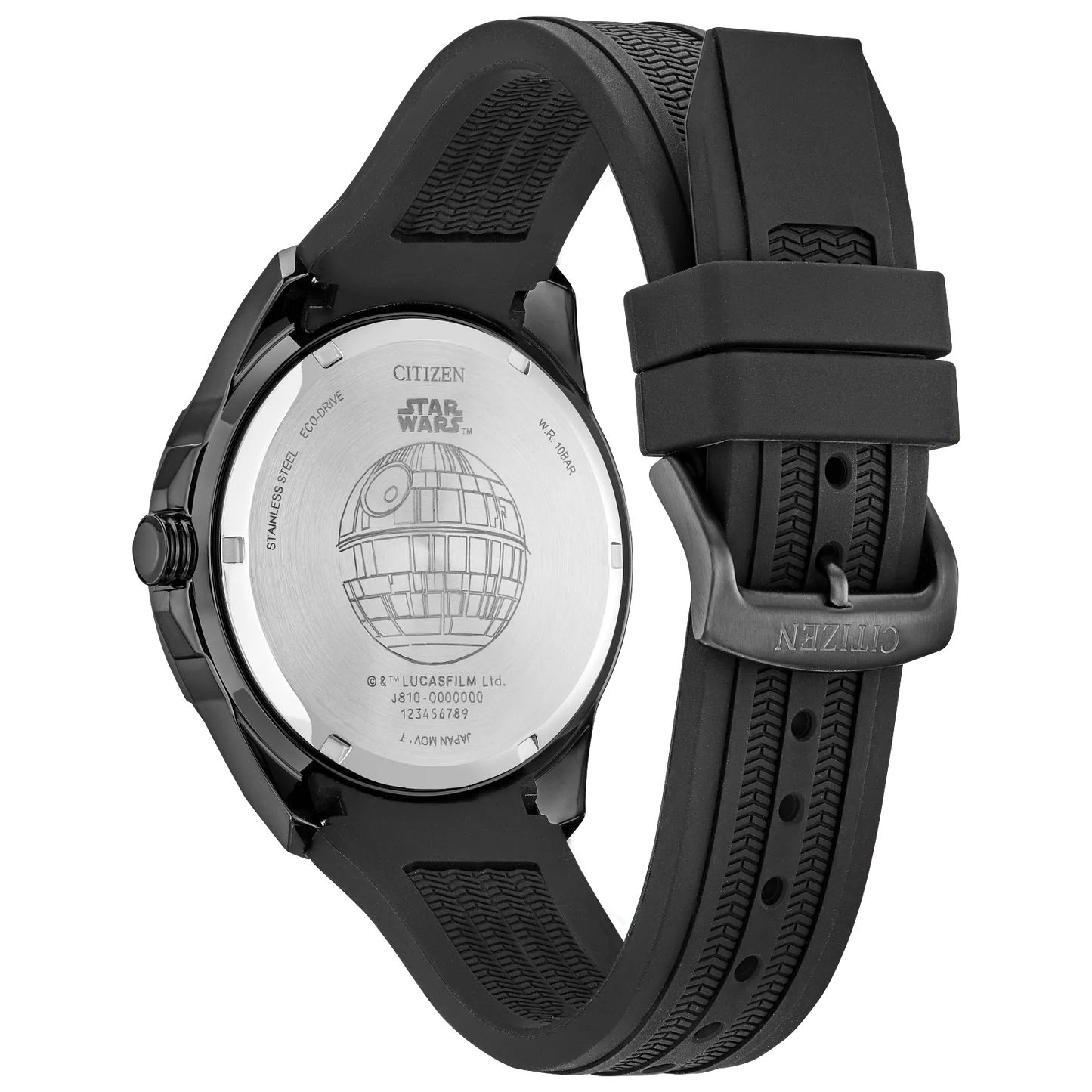 Citizen Star Wars AW1606-06W Death Star Vader’s Shadow Edition Watch – 45mm Black Ion-Plated Case, Eco-Drive, Red Second Hand, Imperial Dial with Darth Vader Design