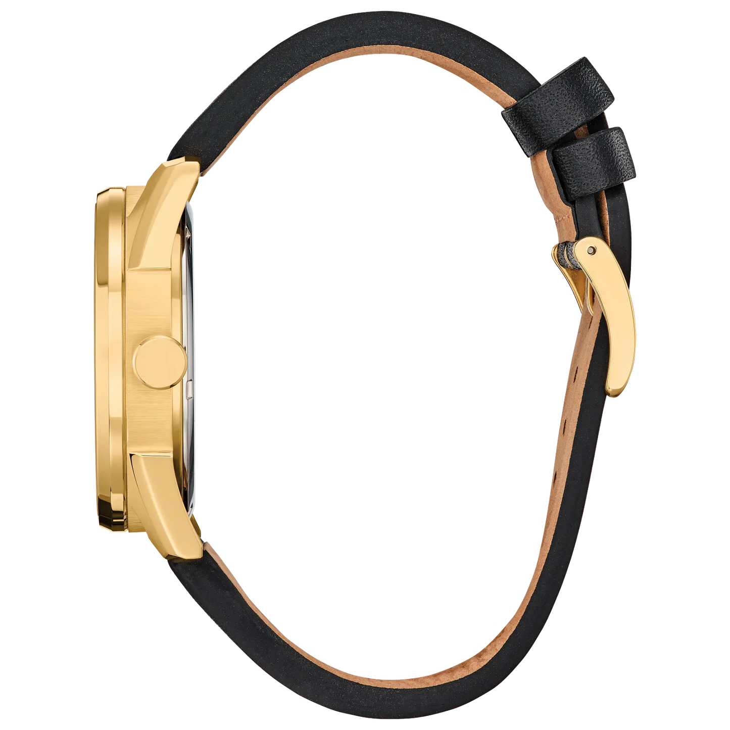 CITIZEN Star Wars C-3PO Rewired BU4026-05W – gold-tone Eco-Drive watch with yellow dial, C-3PO-inspired details, black leather strap with colorful stitching, and WR100 water resistance.