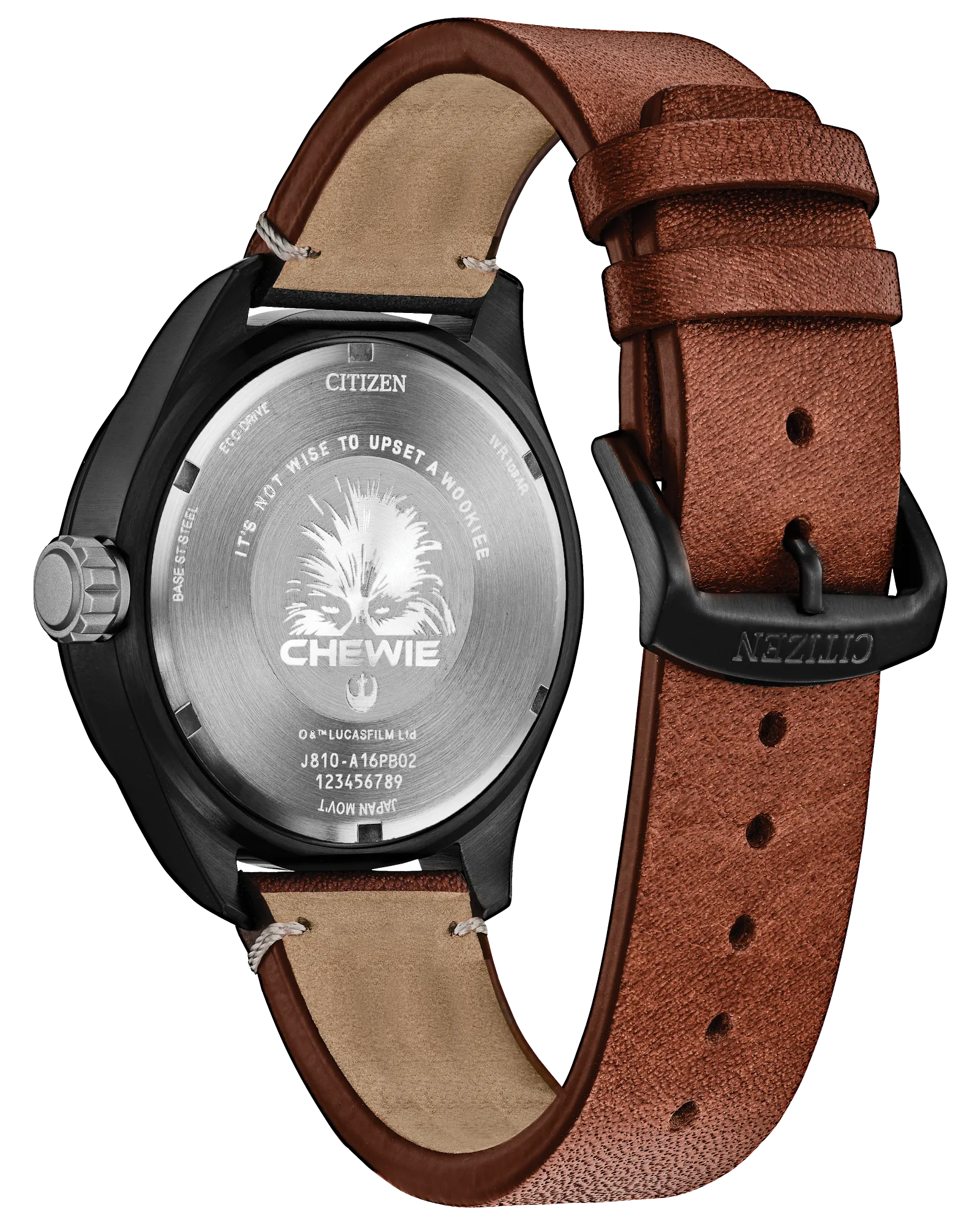 Wristwatch with brown leather strap and silver dial on a white background
