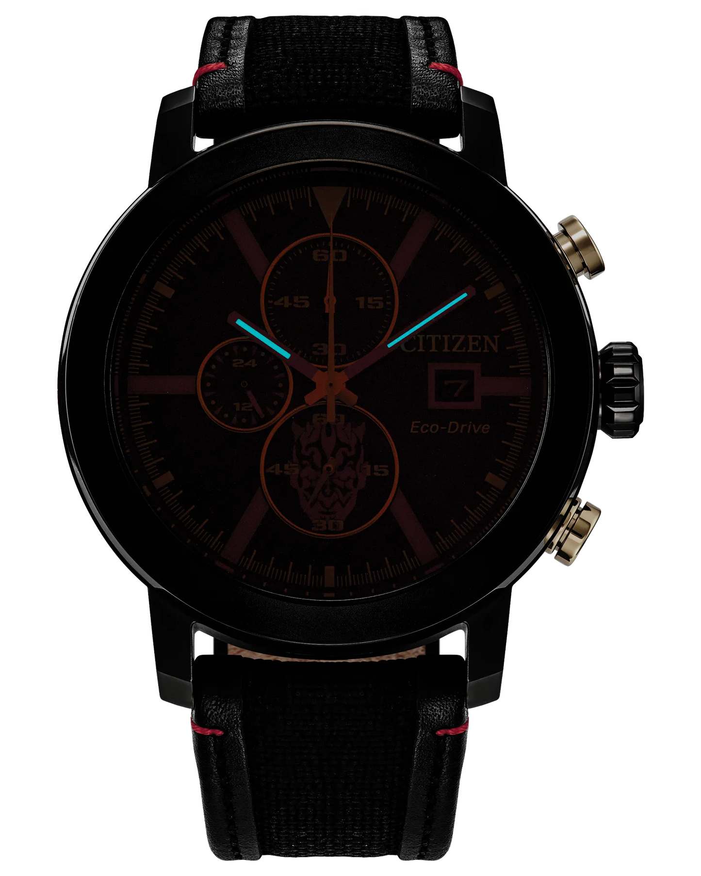Black Citizen watch with detailed face on a white background