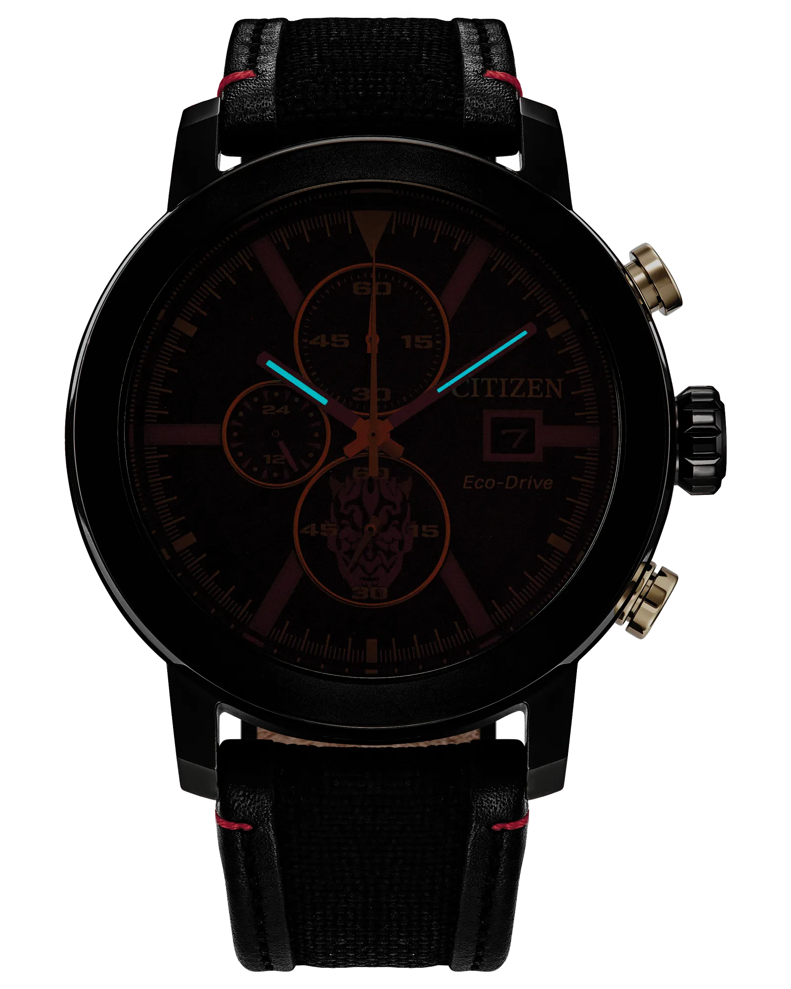 Black Citizen watch with detailed face on a white background