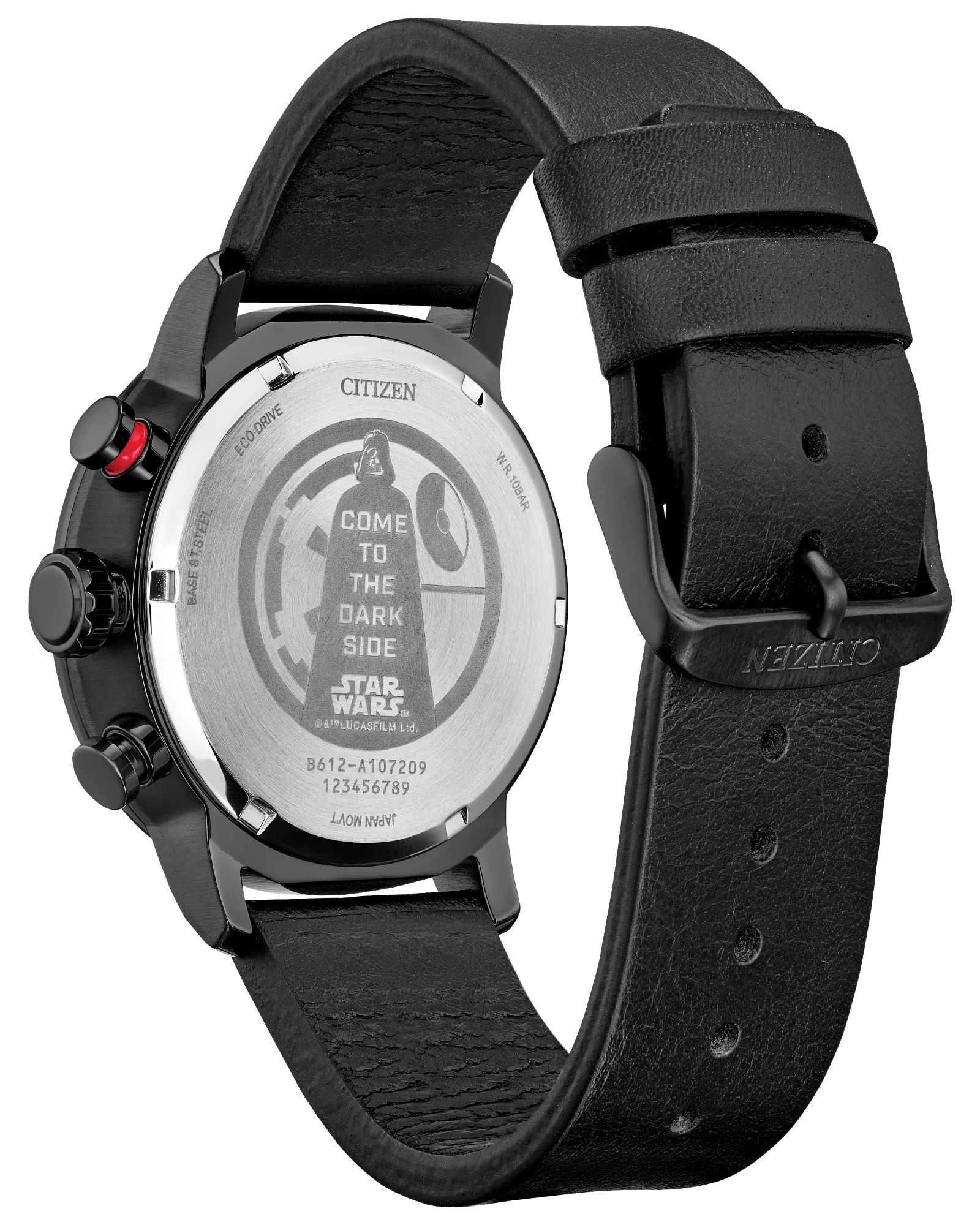 Black Citizen watch with Star Wars design on a white background