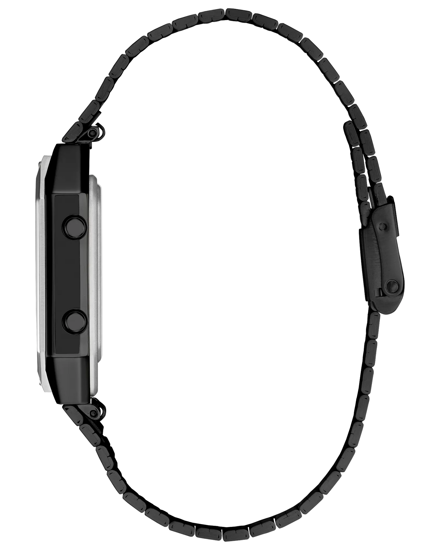 Black watch strap on a white background