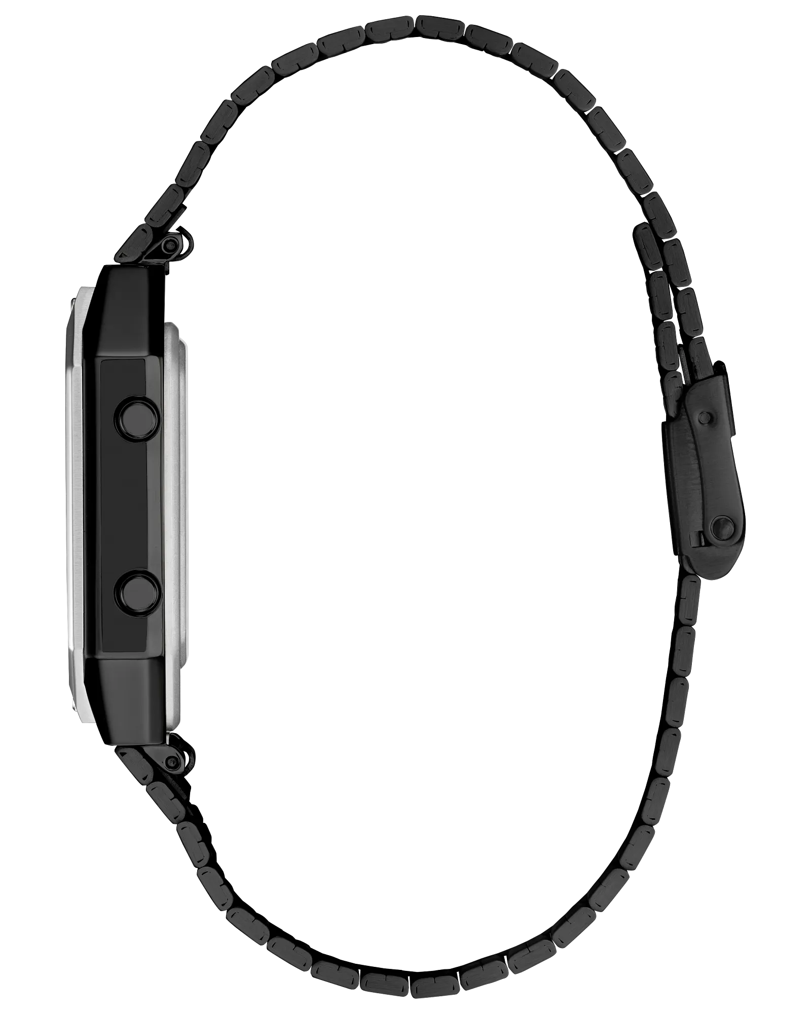 Black watch strap on a white background