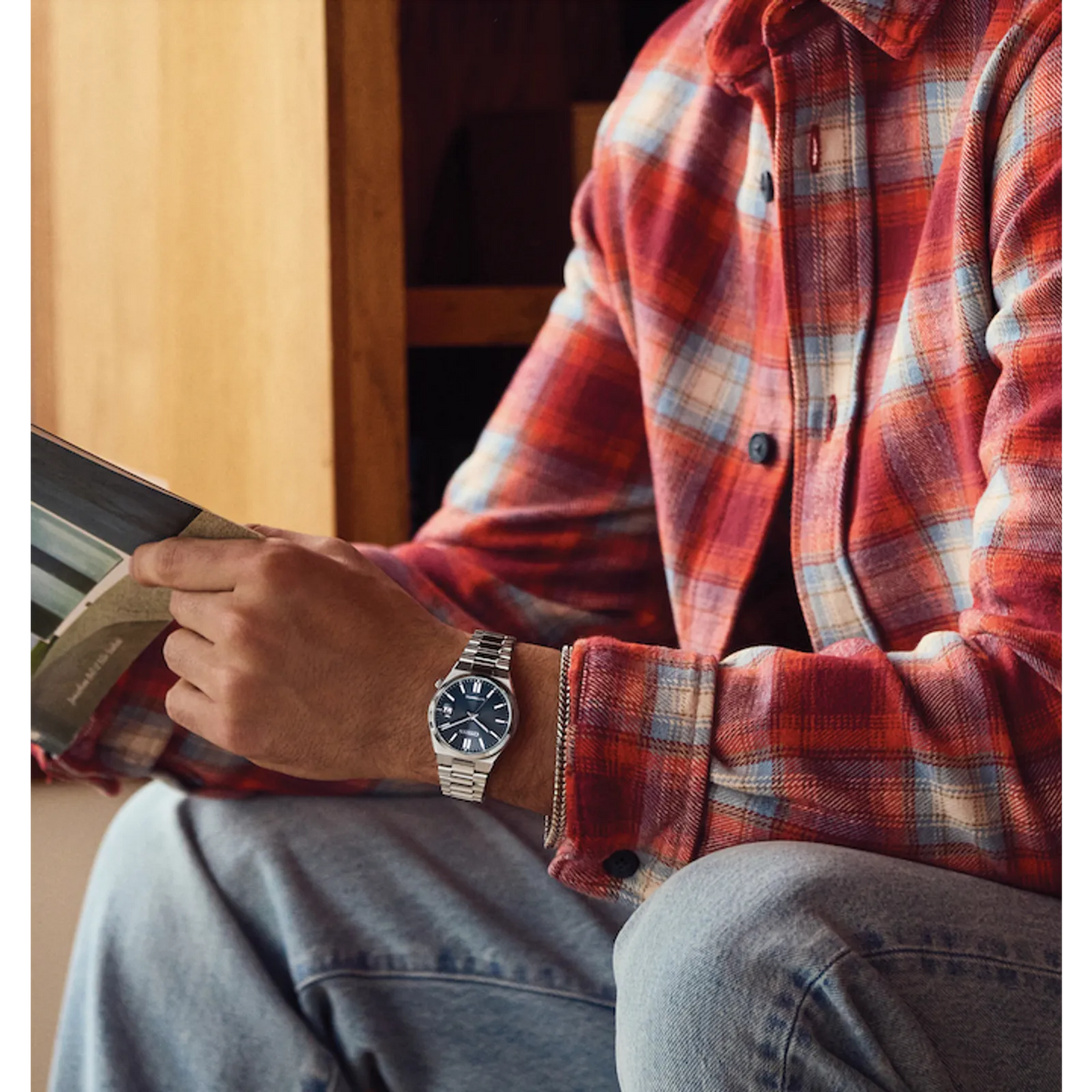 Citizen TSUYOSA NJ0200-50M – 37mm stainless steel case, sunray blue dial, automatic Caliber 8210 movement, sapphire crystal, stainless steel bracelet, and 50m water resistance.