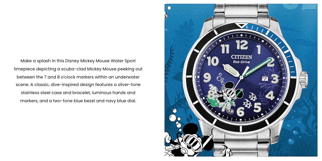 CITIZEN DISNEY HVC-LIFESTYLE Mickey Mouse World Adventure - Limited Edition 3-Watch Collector’s Set, Eco-Drive, Land, Sea & Air Designs