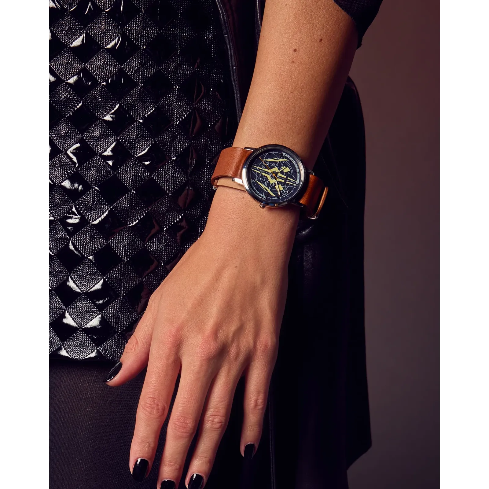 CITIZEN Star Wars Ahsoka Tano BJ6508-02W – silver-tone Eco-Drive watch with blue dial, Ahsoka-inspired markings, brown leather strap, and WR50 water resistance