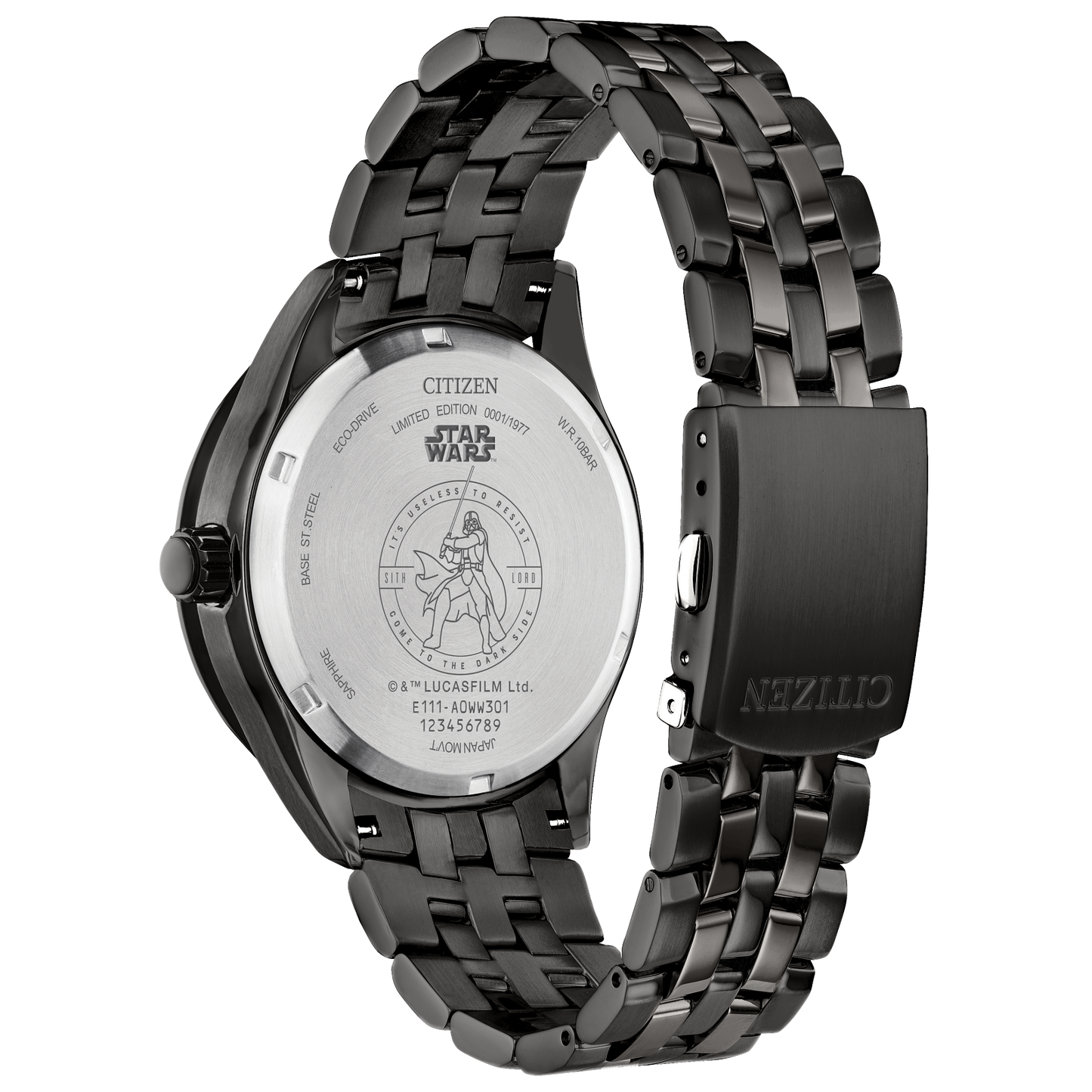 Citizen Darth Vader Returns BM7255-61W Limited Edition Watch – 41mm Black Ion-Plated Case, Eco-Drive, Star Wars Helmet-Inspired Dial, Imperial Symbol, Collectible Pin Included