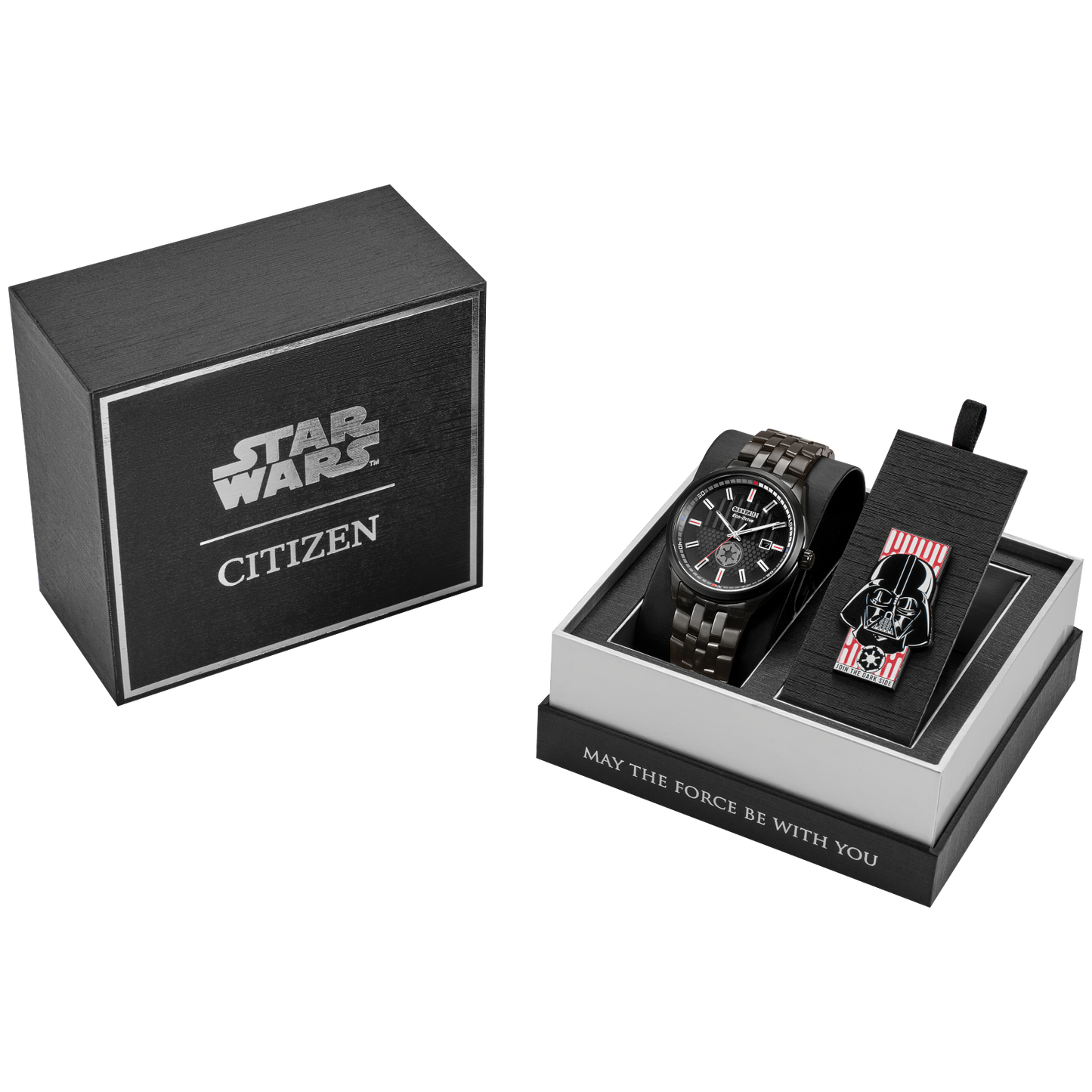 Citizen Darth Vader Returns BM7255-61W Limited Edition Watch – 41mm Black Ion-Plated Case, Eco-Drive, Star Wars Helmet-Inspired Dial, Imperial Symbol, Collectible Pin Included