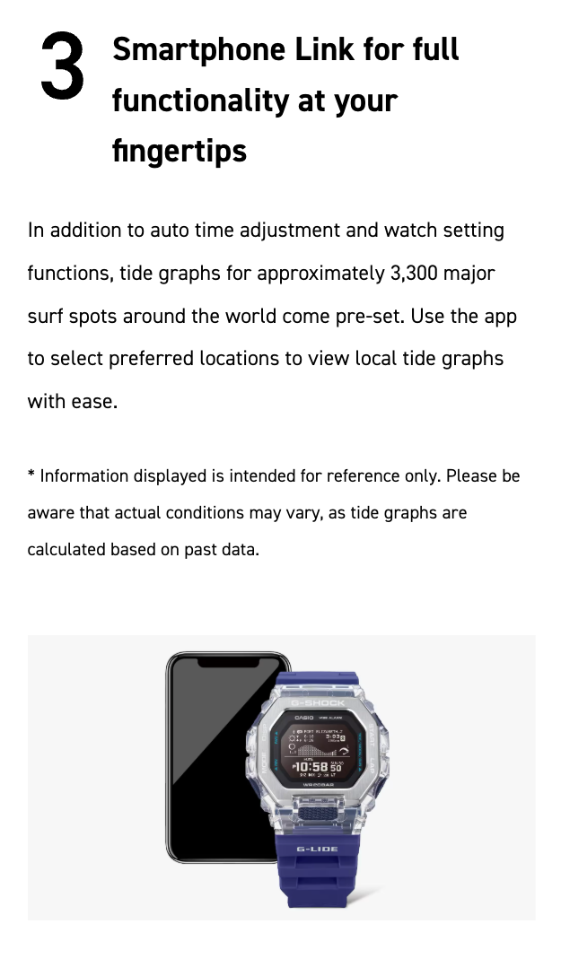 Smartwatch with smartphone link feature for tide graph display
