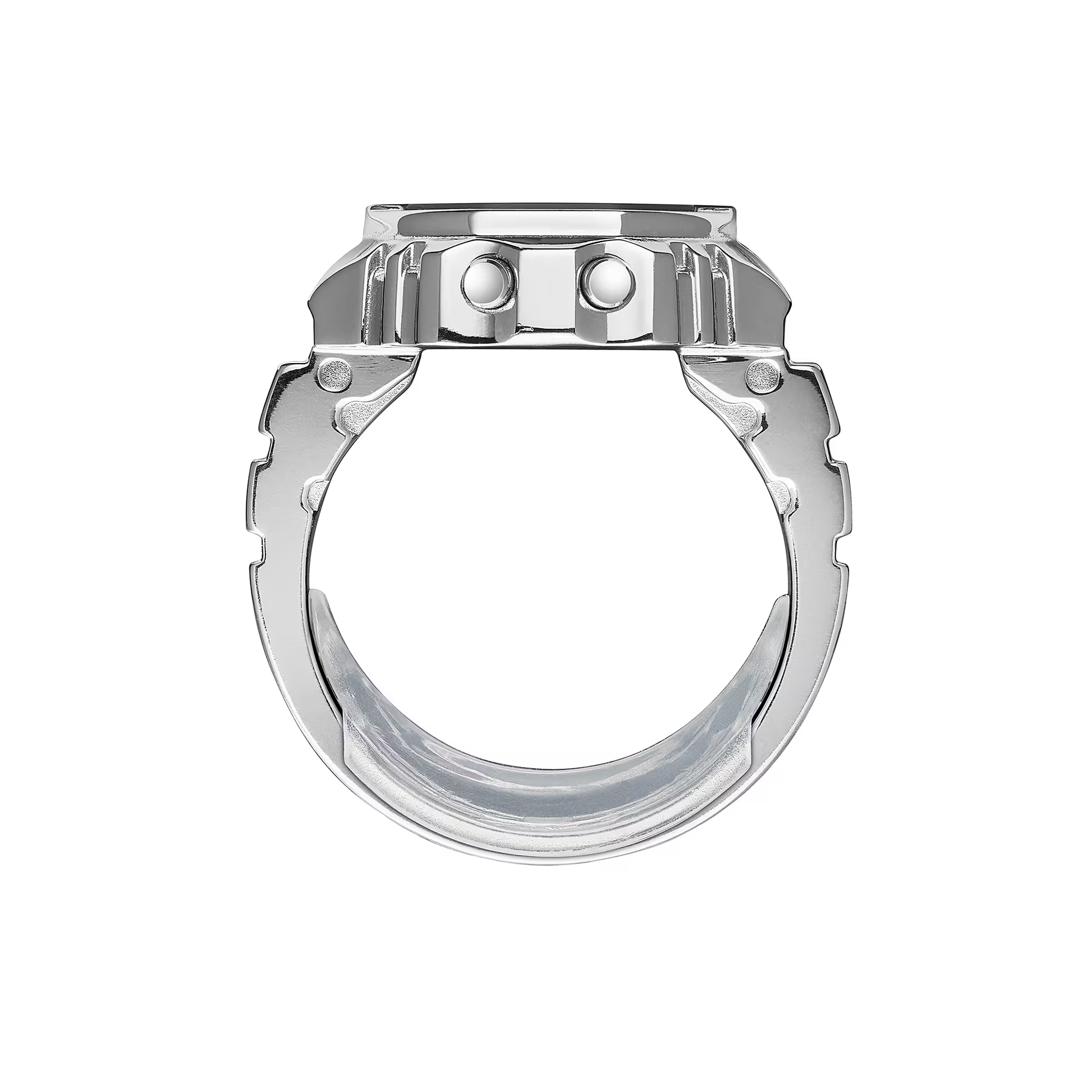 Silver ring on a white background