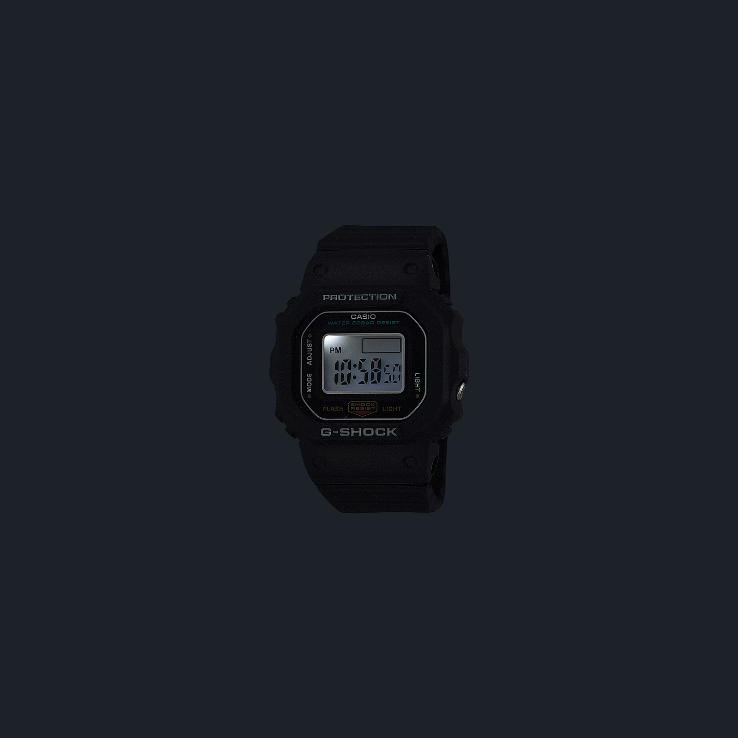 Black G-Shock digital watch on a dark background