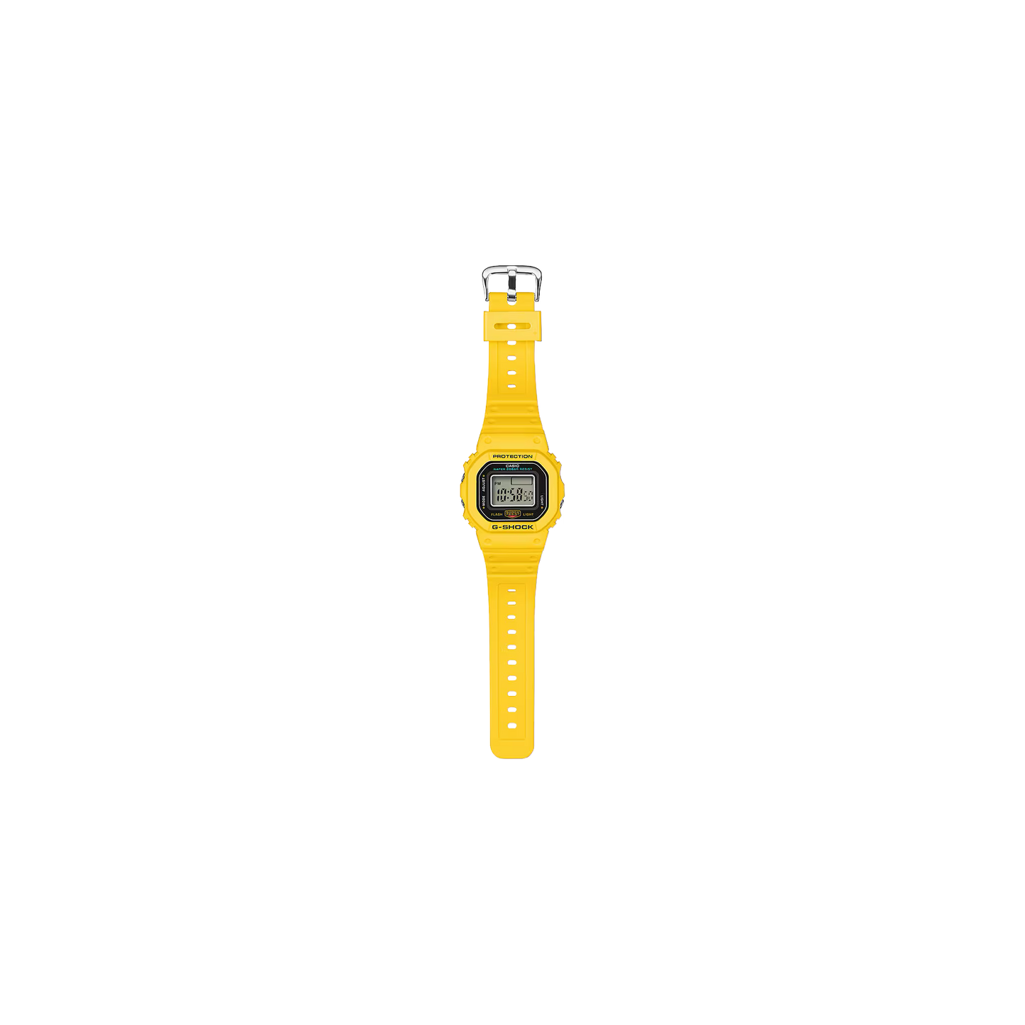 Yellow digital watch on a white background