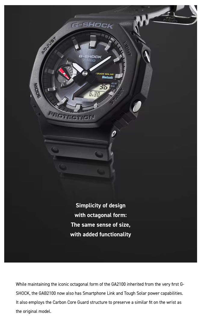 G-Shock watch with black casing on a dark background
