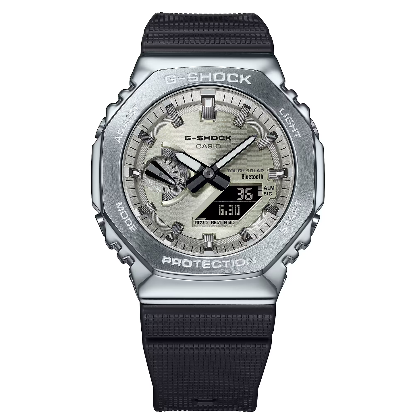 G-Shock Casio watch with black strap on a white background