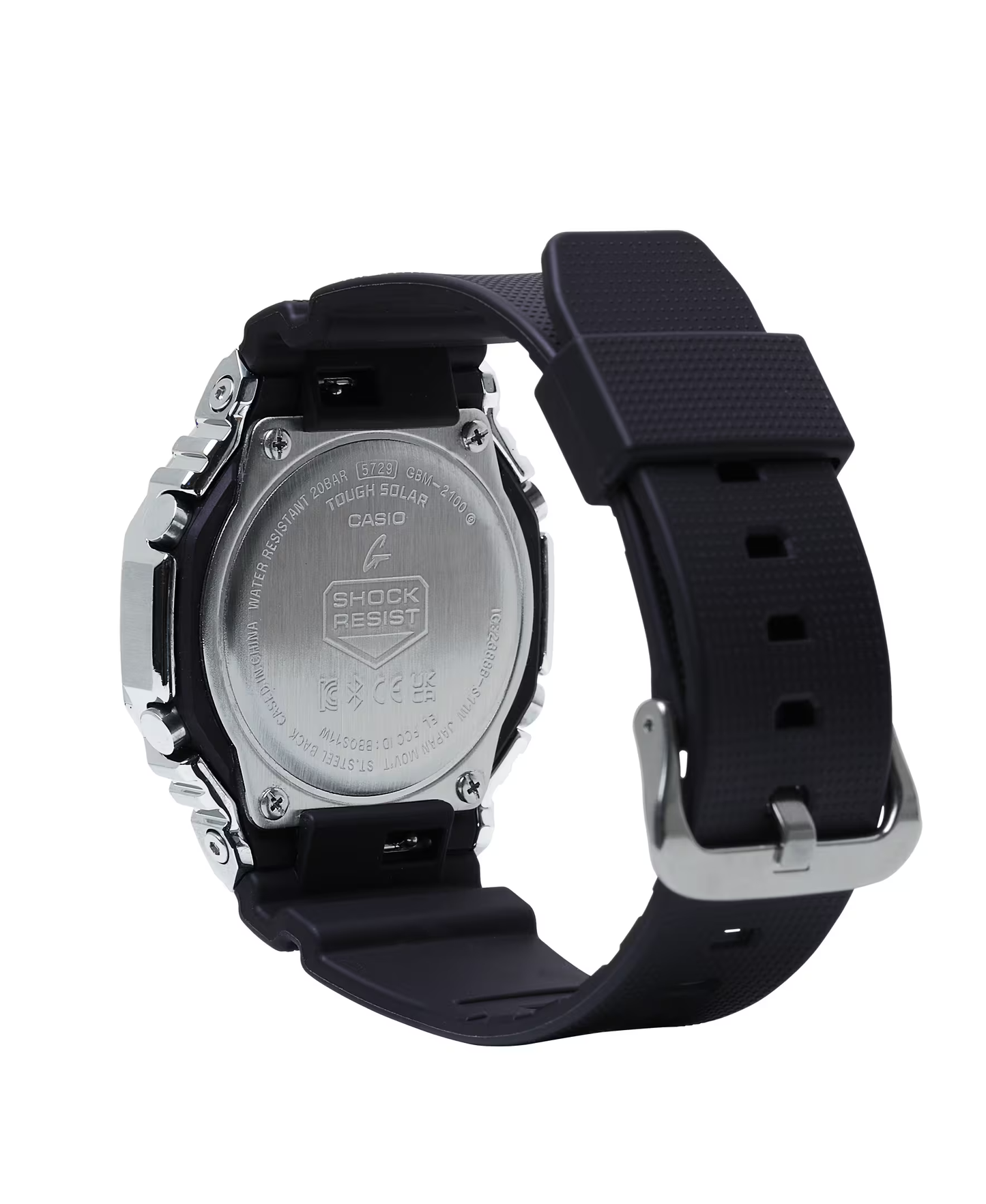 Black Casio G-Shock watch on a white background