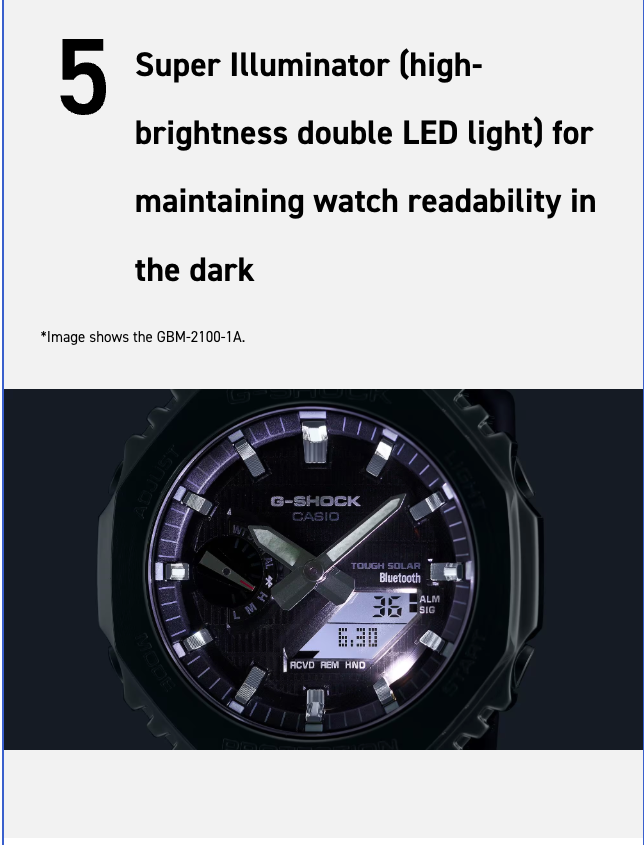 G-Shock watch with super illuminator feature on a dark background