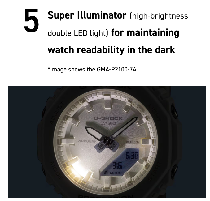 G-Shock watch with Super Illuminator feature on a dark background