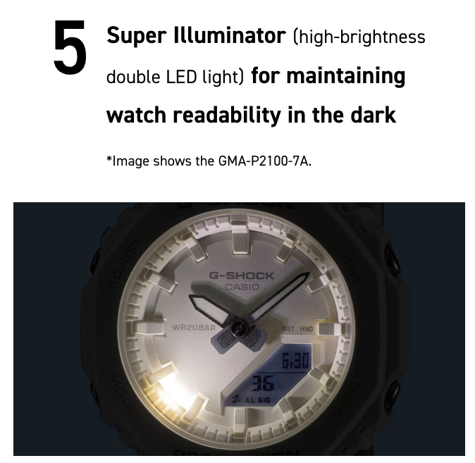 G-Shock Casio watch with Super Illuminator feature on a dark background