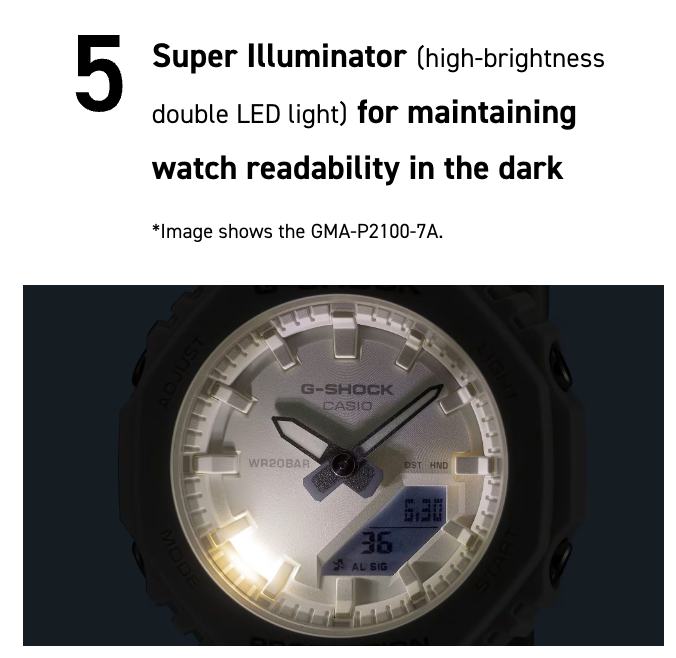 G-Shock watch with Super Illuminator feature on a dark background