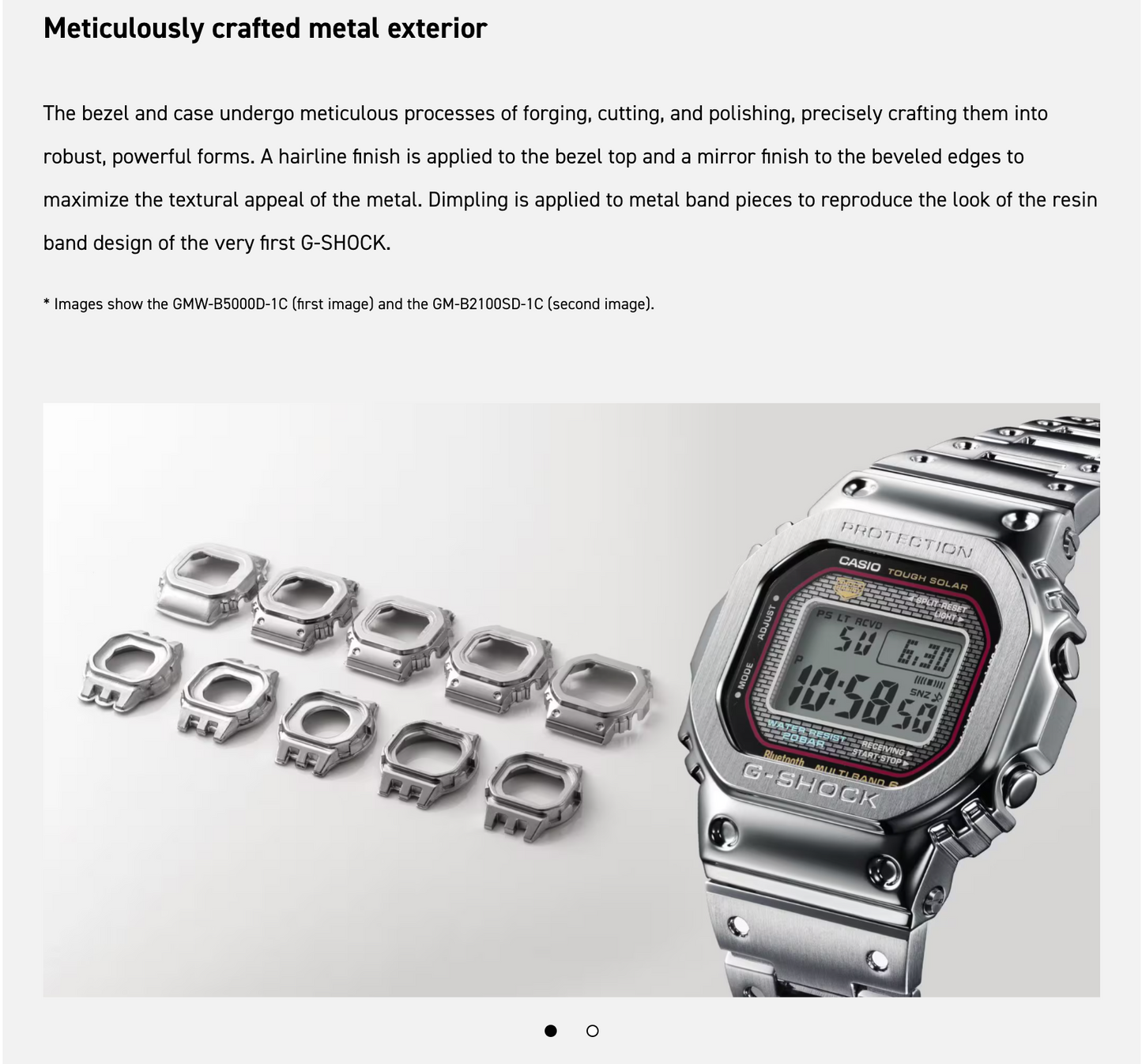 Casio G-SHOCK Full Metal GMWB5000D-1C – iconic DW5000C reimagined in stainless steel with Bluetooth, Tough Solar, 200m water resistance, and premium Japanese craftsmanship.