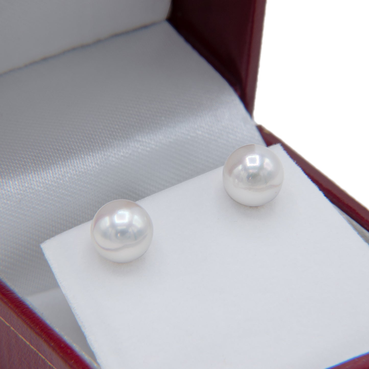 Akoya Pearl Stud Earrings - 7-7.5mm White Pearls, AA+ Quality, 14K Yellow Gold, Made in Japan