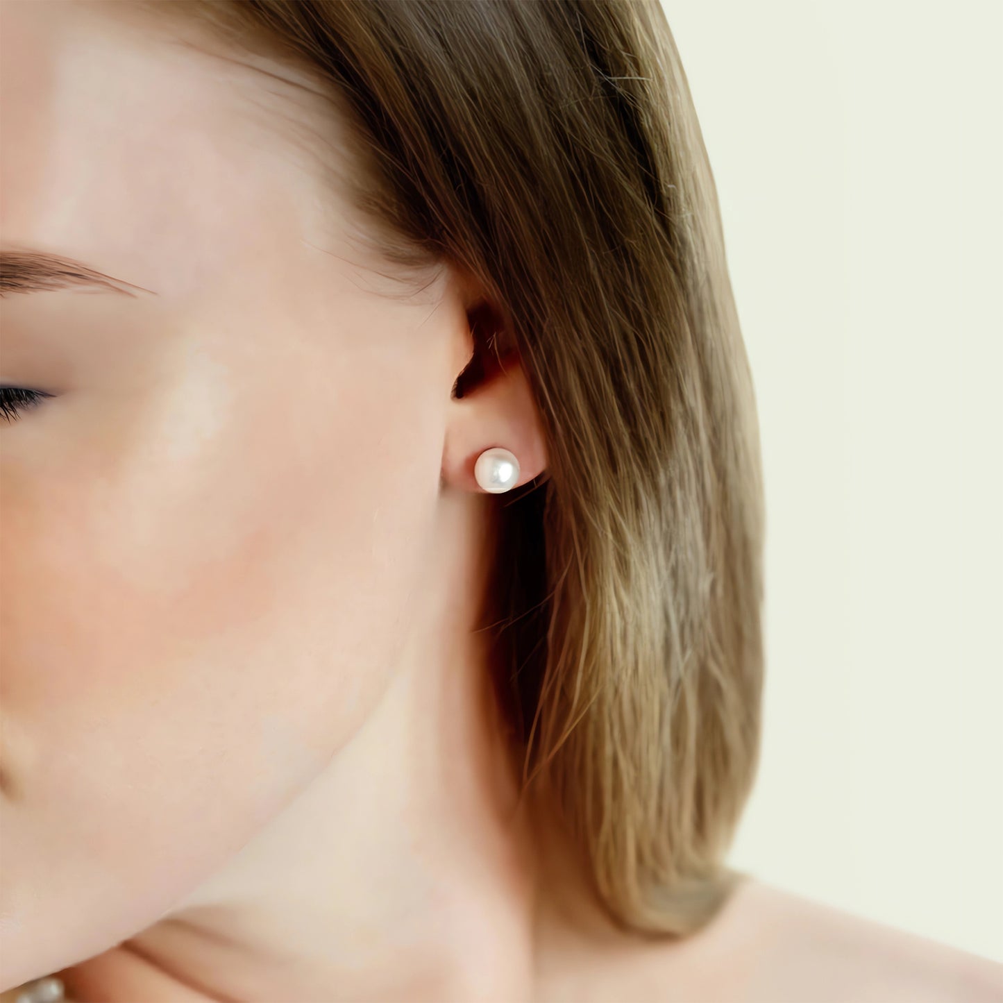 Akoya Pearl Stud Earrings - 7-7.5mm White Pearls, AA+ Quality, 14K Yellow Gold, Made in Japan