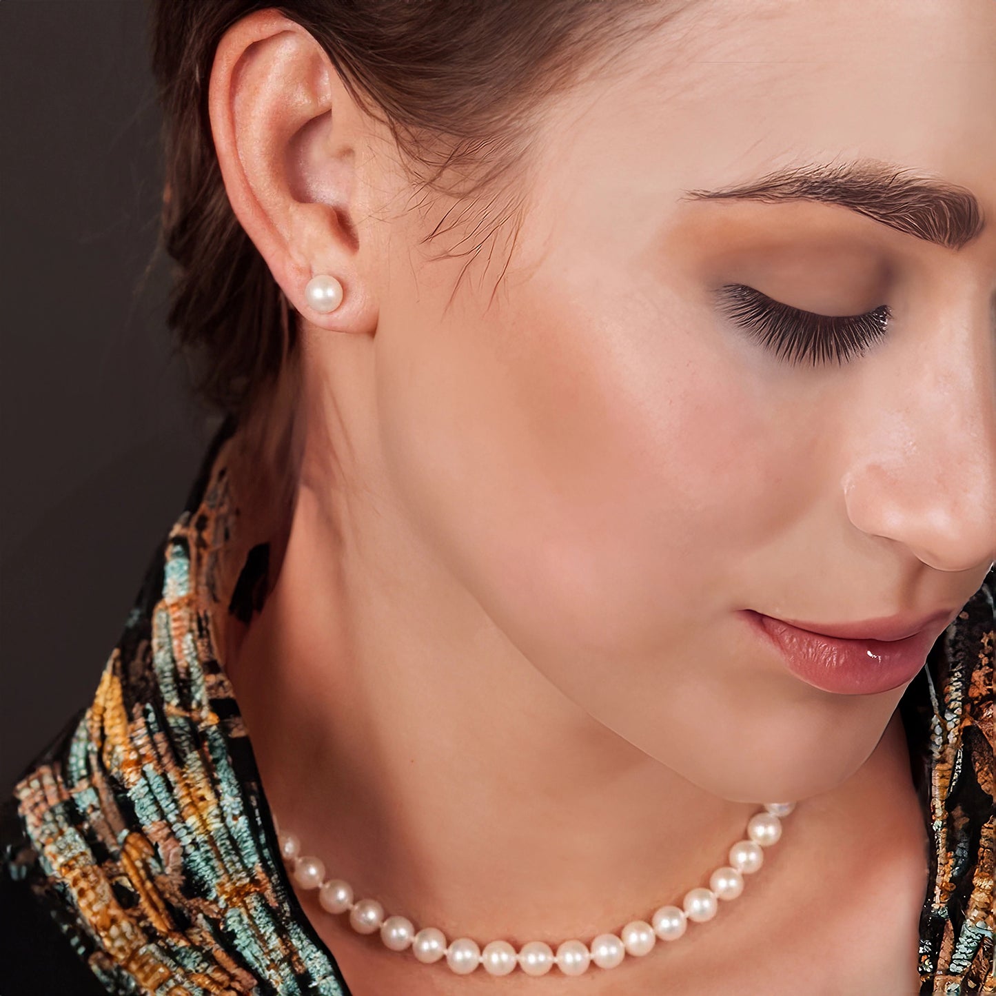 Akoya Pearl Stud Earrings - 7-7.5mm White Pearls, AA+ Quality, 14K Yellow Gold, Made in Japan