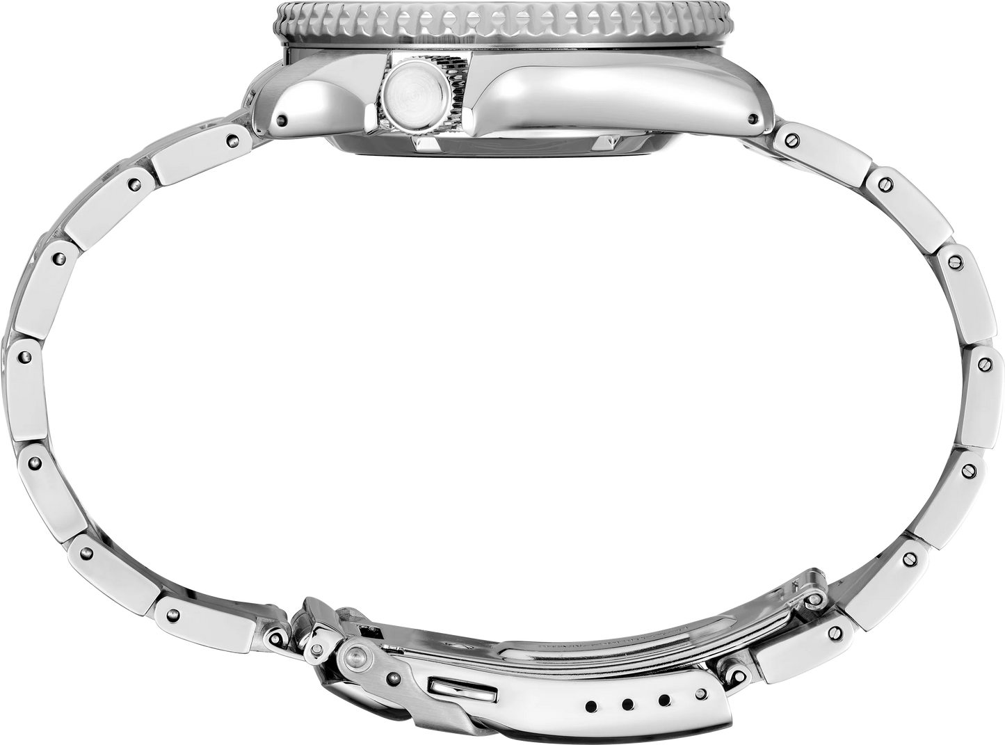 Seiko 5 Sports 55th Anniversary Special Edition automatic men's watch with silver dial, black and silver checkered rotating bezel, red-orange second hand, and stainless steel bracelet, inspired by the 1960s Seiko 5126-8130 model, available at Miseki Jewelry