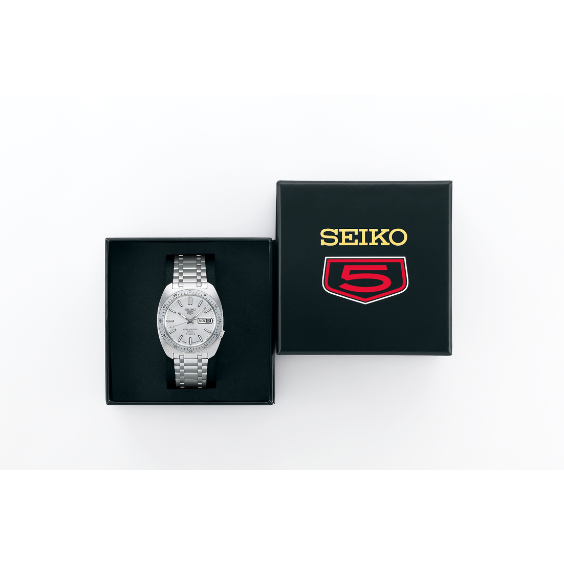 Seiko 5 Sports SRPL91 – limited-edition SKX-inspired automatic watch with silver sunray dial, rotating bezel, curved Hardlex crystal, and engraved caseback.