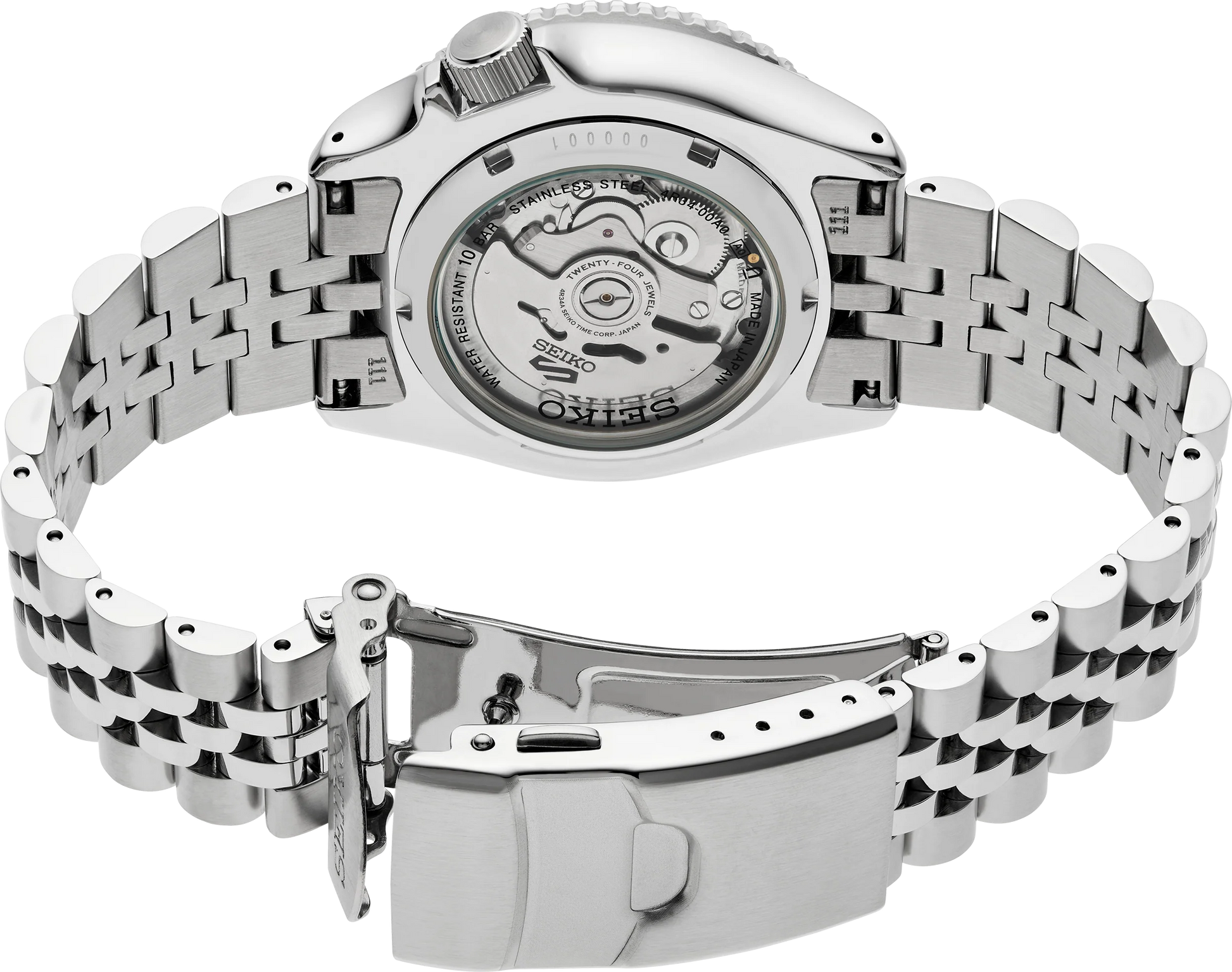 SEIKO SSK035 GMT Automatic Watch – Green Dial with Bi-Color Black and Green Bezel, 42.5mm, Stainless Steel Bracelet, 100M Water Resistant