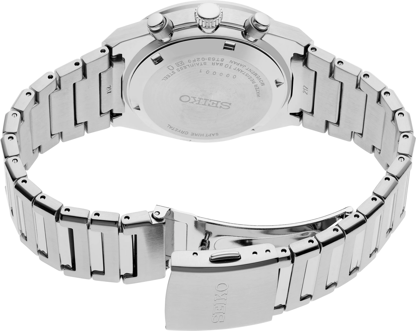 Seiko Essentials SSB451 - 40mm Stainless Steel Chronograph, Silver Dial with Three Subdials, 100m Water Resistance, Quartz Movement
