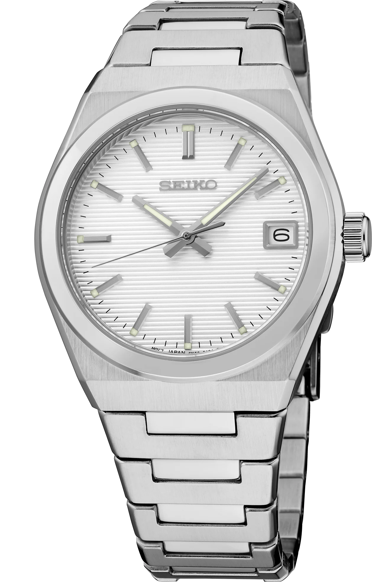Seiko Essentials SUR573 - 34mm Stainless Steel Watch, Silver Dial, Date Display, 100m Water Resistance, Quartz Movement