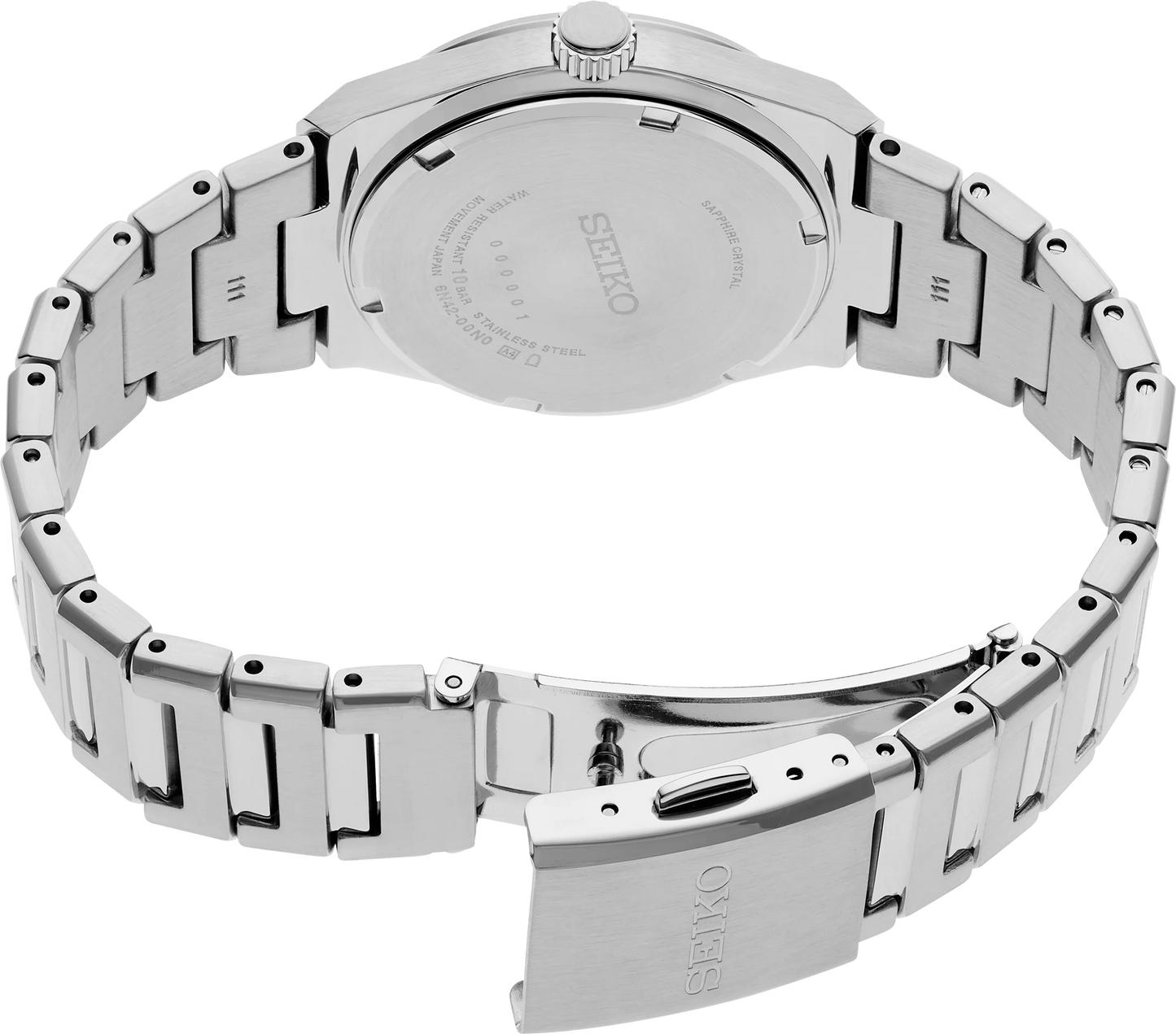 Seiko Essentials SUR575 - 34mm Stainless Steel Watch, Blue Dial, Date Display, 100m Water Resistance, Quartz Movement
