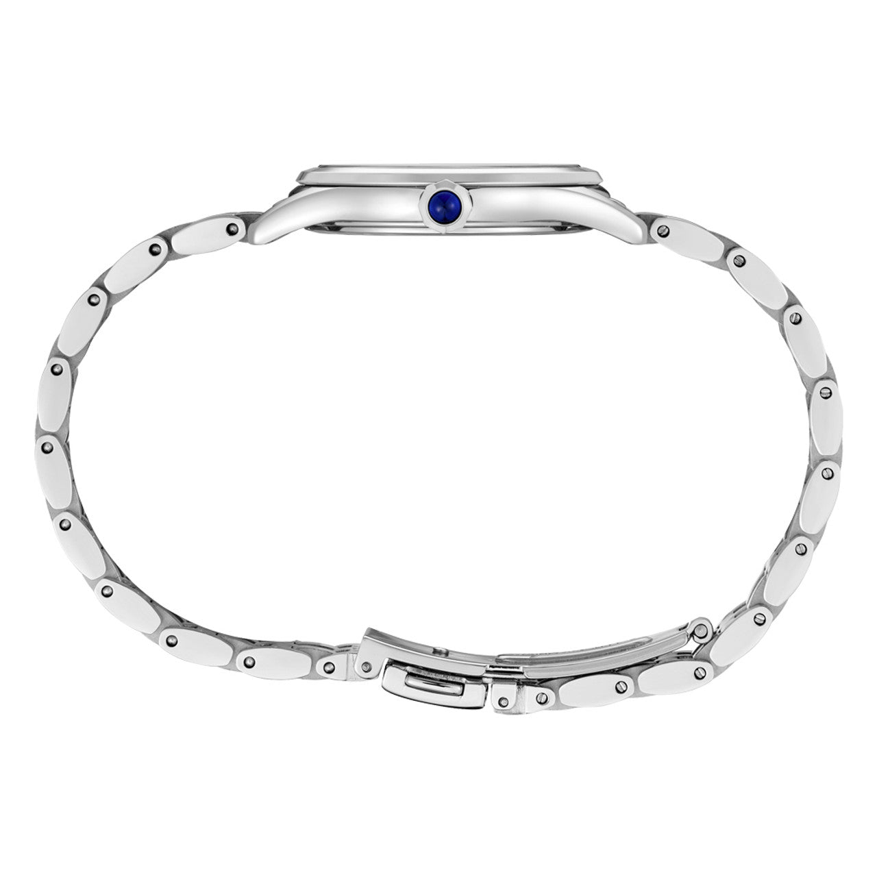 Seiko SUR609 Essentials – stainless steel quartz watch with silver Roman numeral dial, blue hands, sapphire crystal, slim 6.2mm profile, and 50m water resistance.