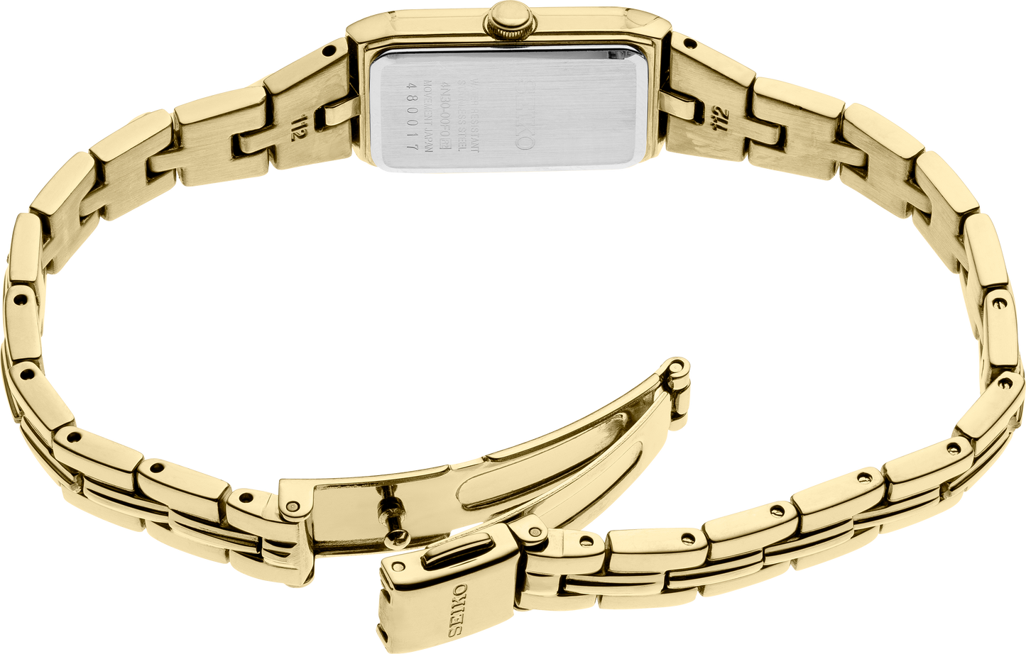 Seiko Essentials SWR048 Women's Watch – Champagne Dial, Gold-Tone Hands, Gold Stainless Steel Bracelet, Jewelry-Inspired Design, Quartz Movement