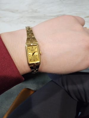 Seiko Essentials SWR048 Women's Watch – Champagne Dial, Gold-Tone Hands, Gold Stainless Steel Bracelet, Jewelry-Inspired Design, Quartz Movement