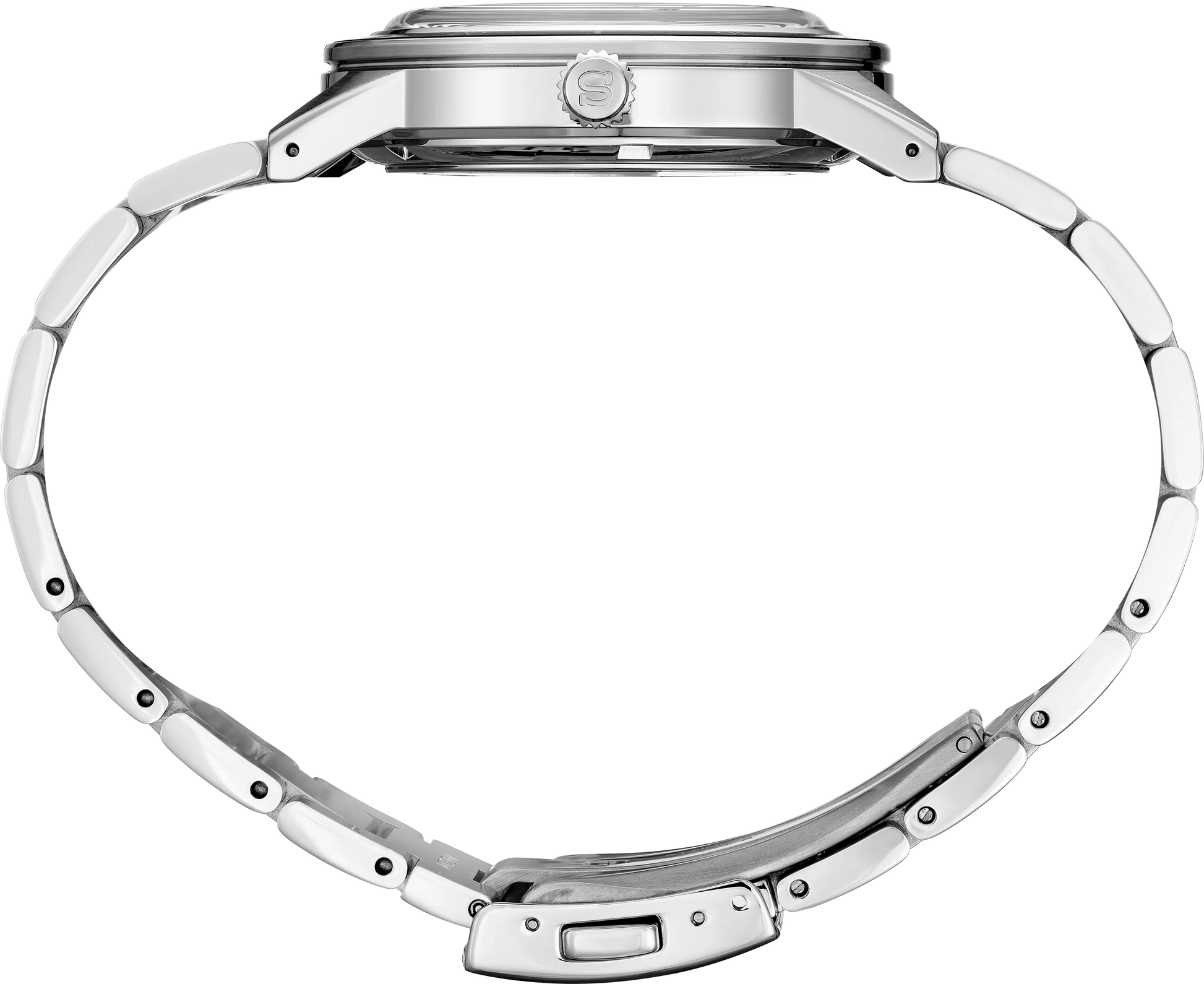 SEIKO SRPH93 from the Presage Style60’s Collection – ivory sunray dial, matte red bezel, stainless steel bracelet, automatic 23-jewel movement, and 50m water resistance.