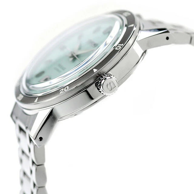 Seiko Presage SRPL71 Style60’s – mint-green dial automatic watch with vintage-inspired design, box Hardlex crystal, see-through caseback, and 41-hour power reserve.