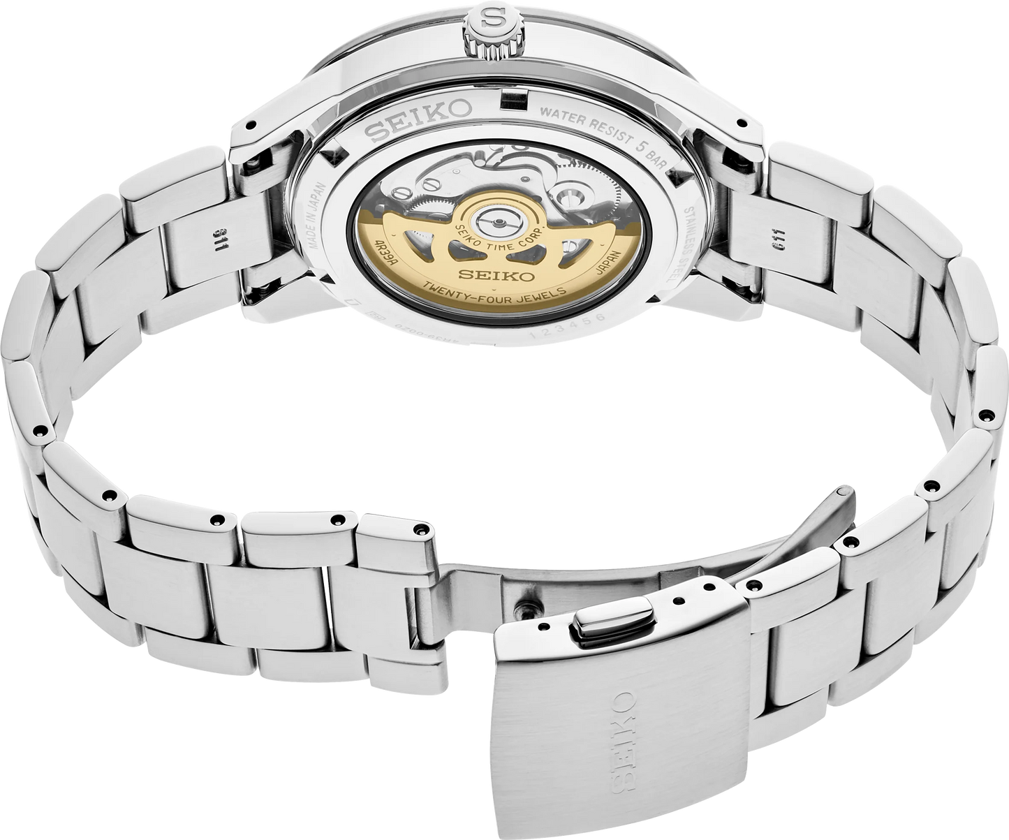 SEIKO SSA423 Presage Style60's Automatic Watch – Ivory Open-Aperture Dial with 24-Hour Subdial, 40.8mm Stainless Steel, Retro 1960s Design