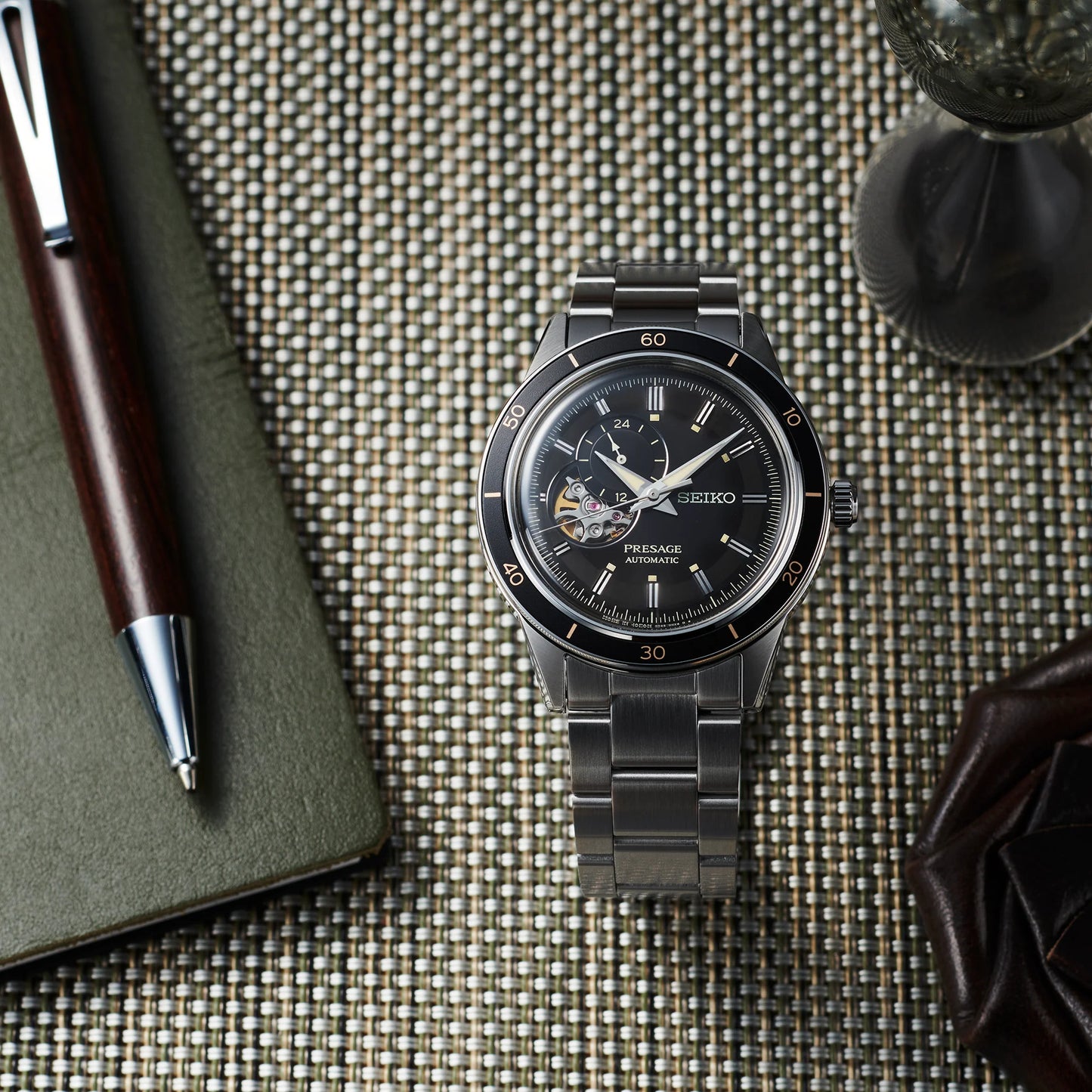 Seiko Presage SSA425 - 40.8mm Stainless Steel Style60’s Watch, Black Open-Heart Dial with 24-Hour Subdial, 50m Water Resistance, Automatic Movement