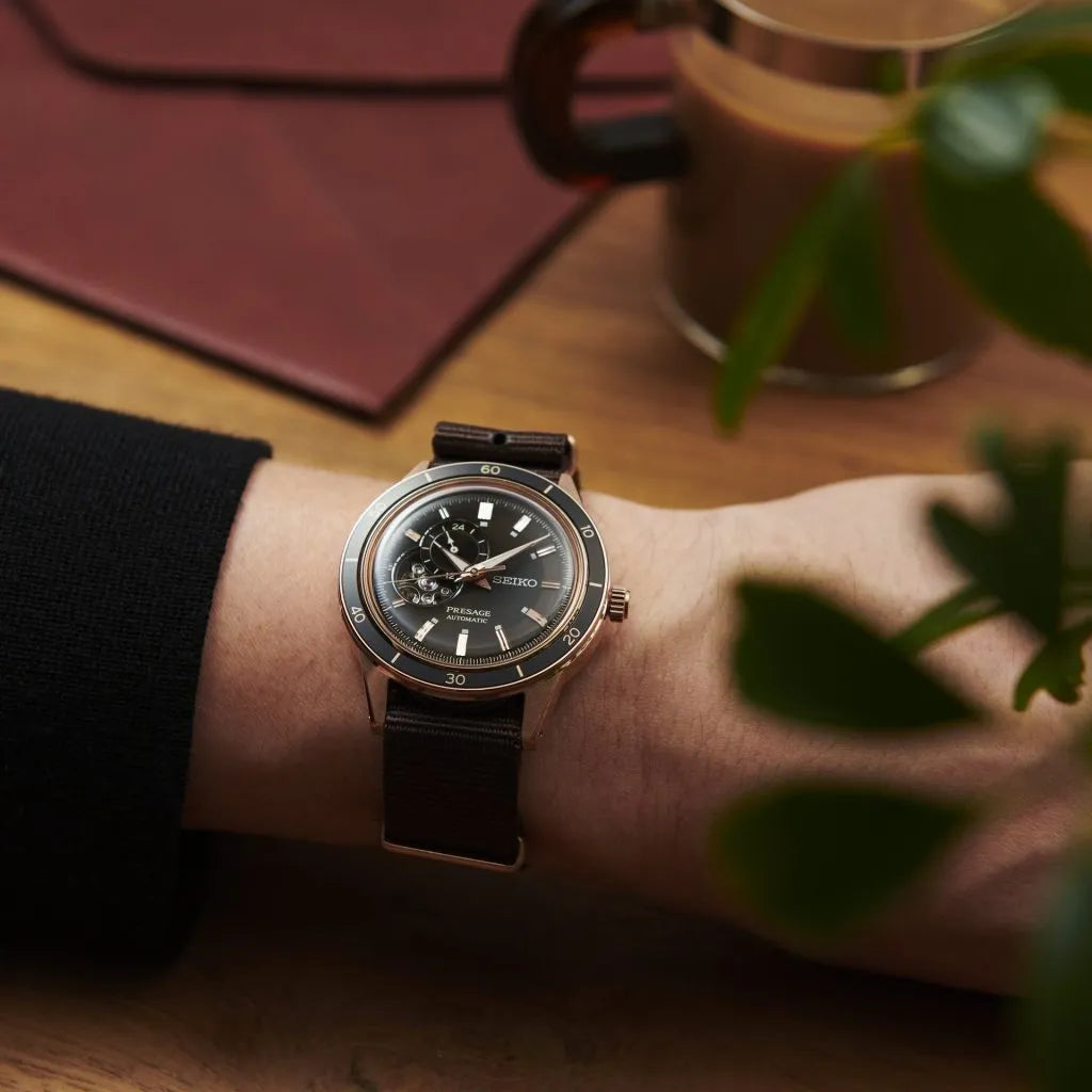 Seiko Presage SSA425 - 40.8mm Stainless Steel Style60’s Watch, Black Open-Heart Dial with 24-Hour Subdial, 50m Water Resistance, Automatic Movement