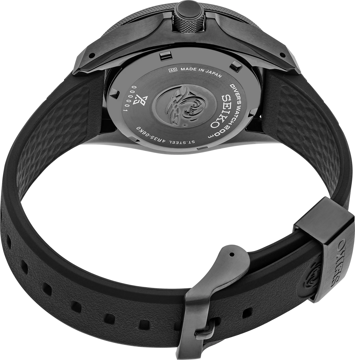 Seiko Prospex SRPL15 Diver’s Watch - 41.7mm Black Hard-Coated Stainless Steel, Black Dial with Gold Accents, 200m Water Resistance, Automatic 4R35 Movement