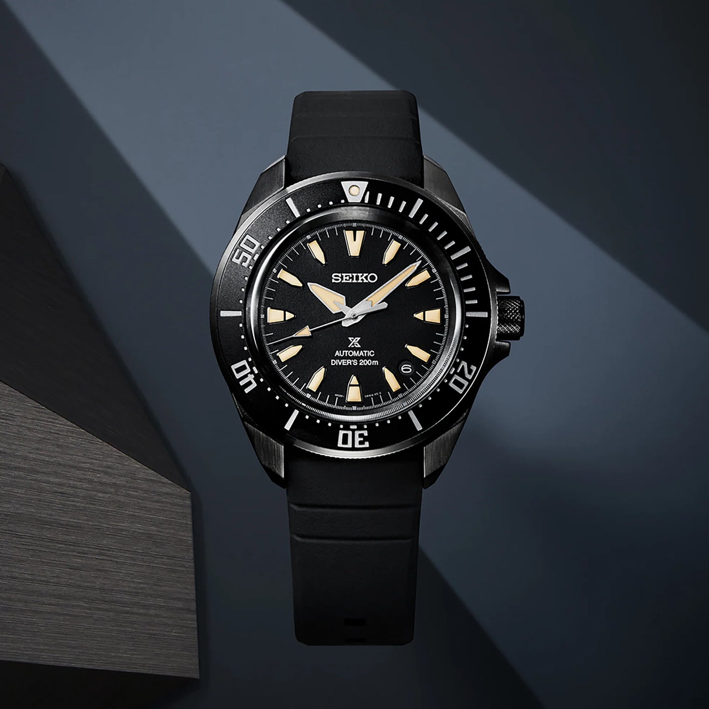 Seiko Prospex SRPL15 Diver’s Watch - 41.7mm Black Hard-Coated Stainless Steel, Black Dial with Gold Accents, 200m Water Resistance, Automatic 4R35 Movement